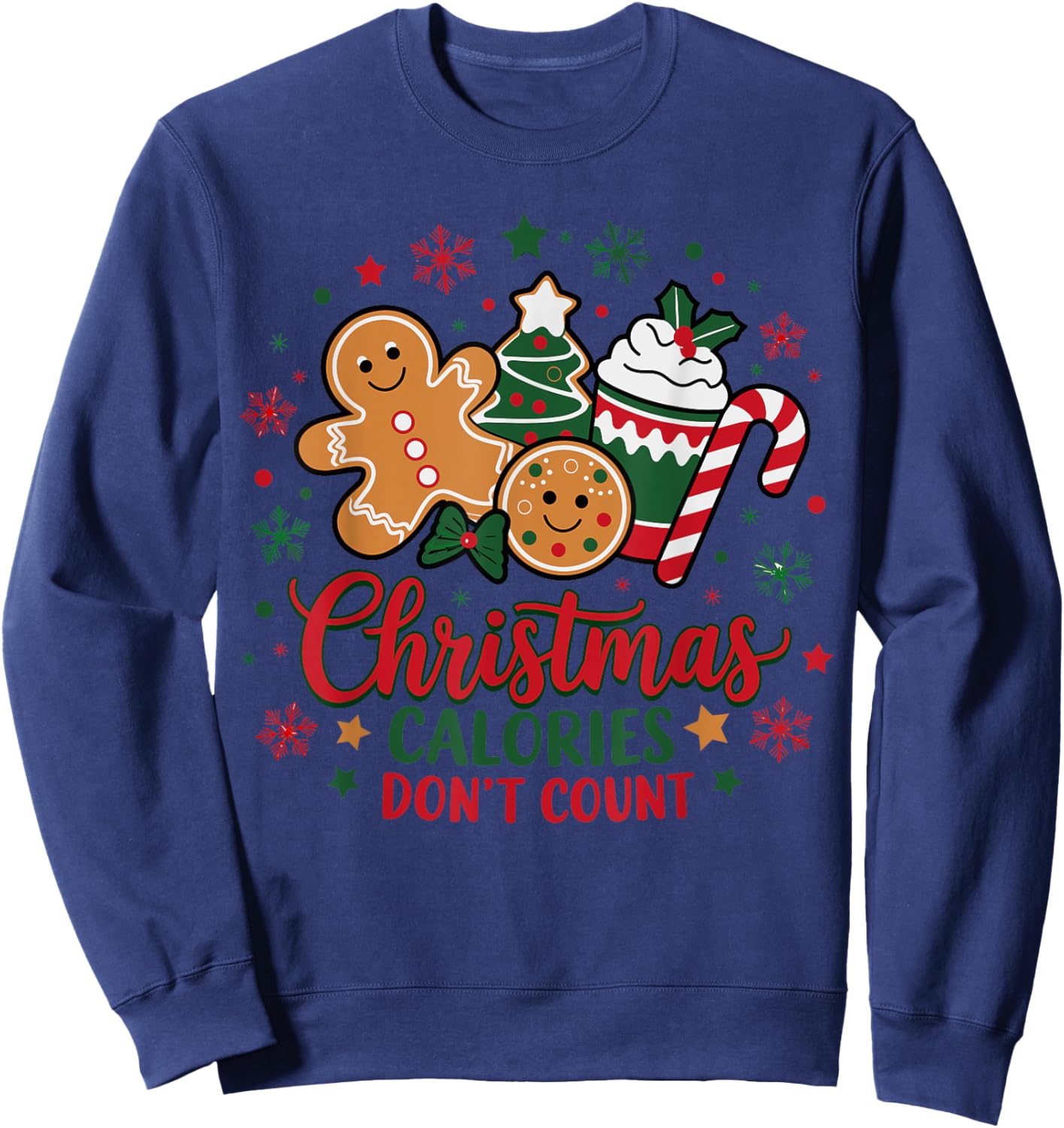 Christmas Calories Don't Count Funny Food Lovers Retro Sweatshirt - Sweatshirt | Navy