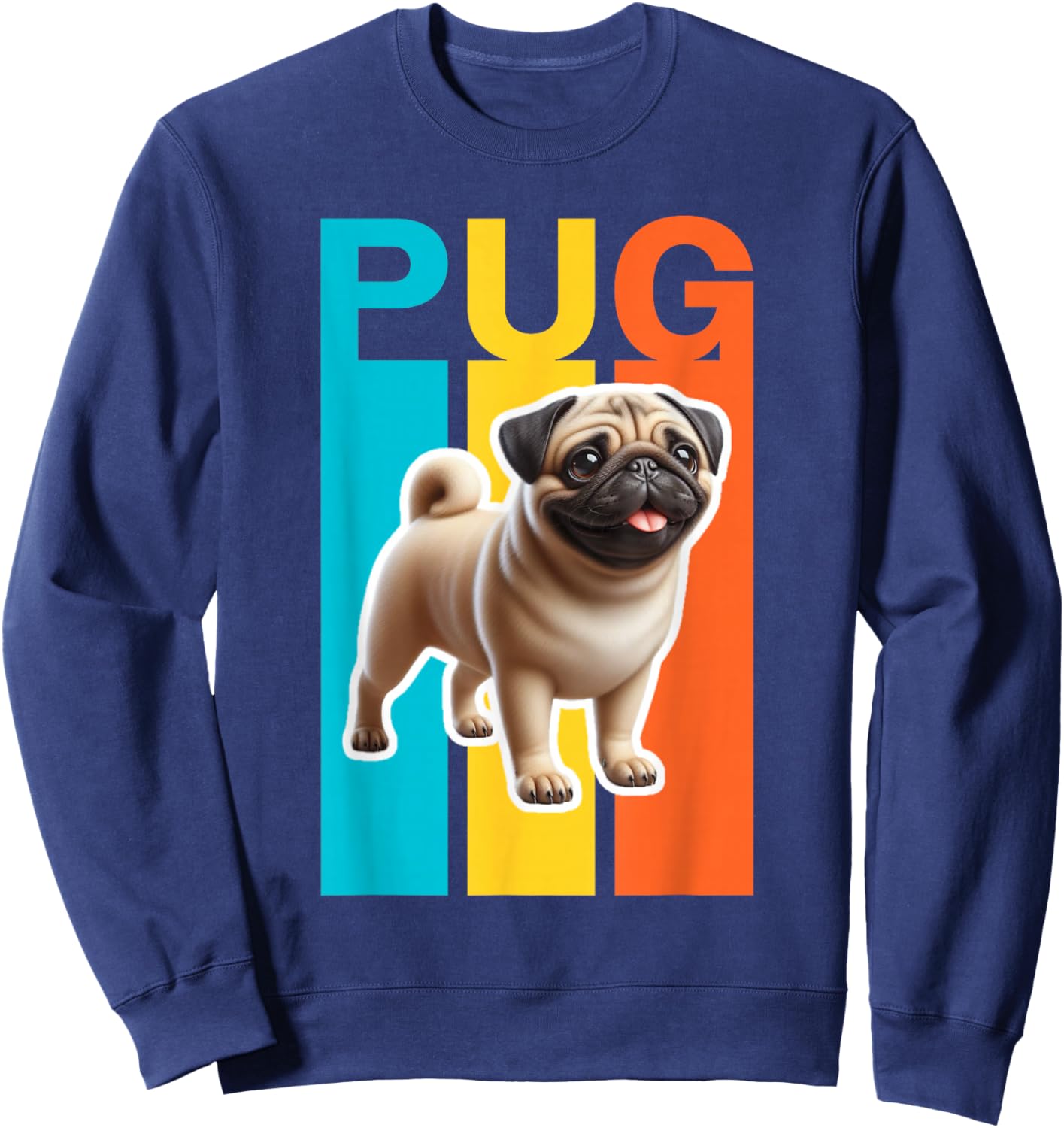 Colorful Pug Sweatshirt - Sweatshirt | Navy