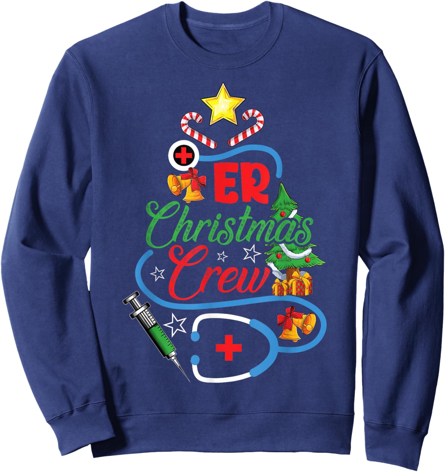 ER Christmas Crew Emergency Room Nurse Xmas Holidays Sweatshirt - Sweatshirt | Navy