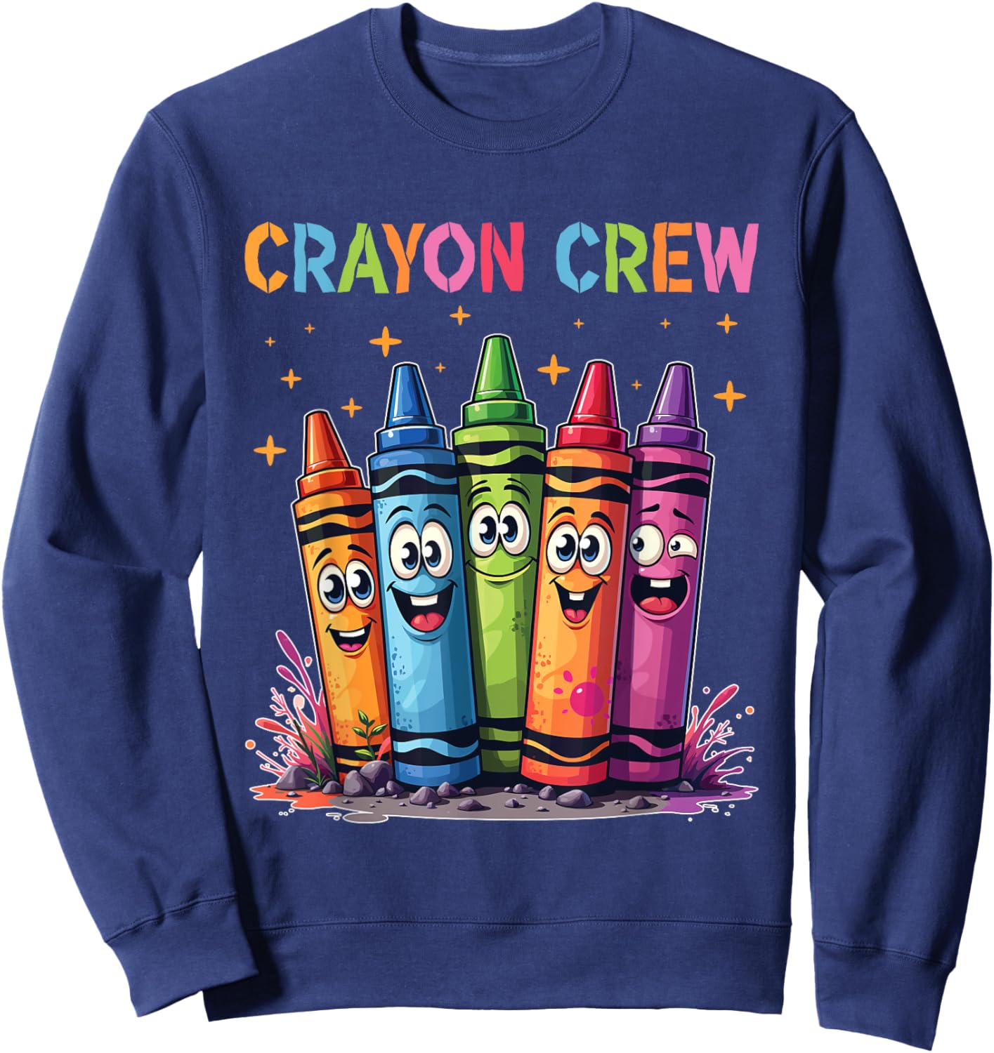 Coloring Art Drawing Color Funny Crayon Crew Sweatshirt - Sweatshirt | Navy