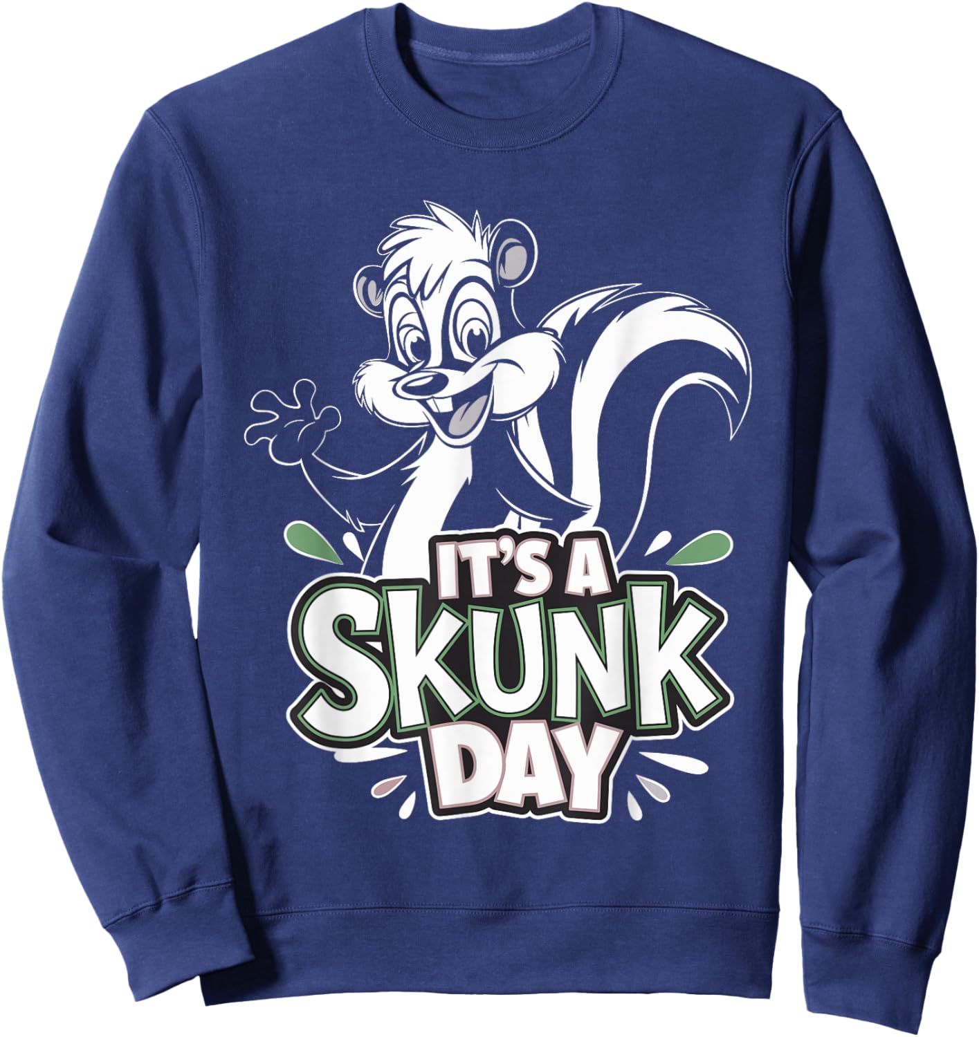 Skunk Day Funny Cartoon Animal Humor Theme Nature Lover Sweatshirt - Sweatshirt | Navy