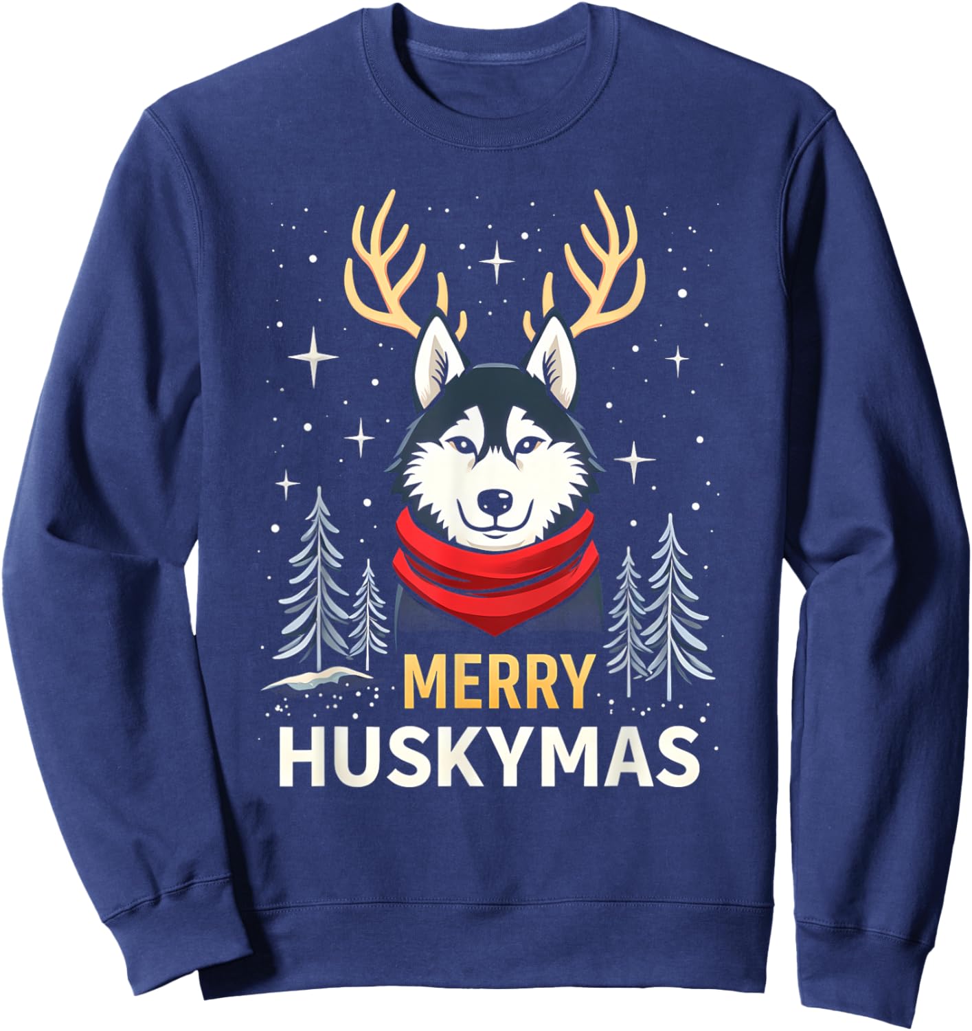 Ugly Christmas Siberian Husky Dog Husky Merry Huskymas Women Kids Sweatshirt - Sweatshirt | Navy