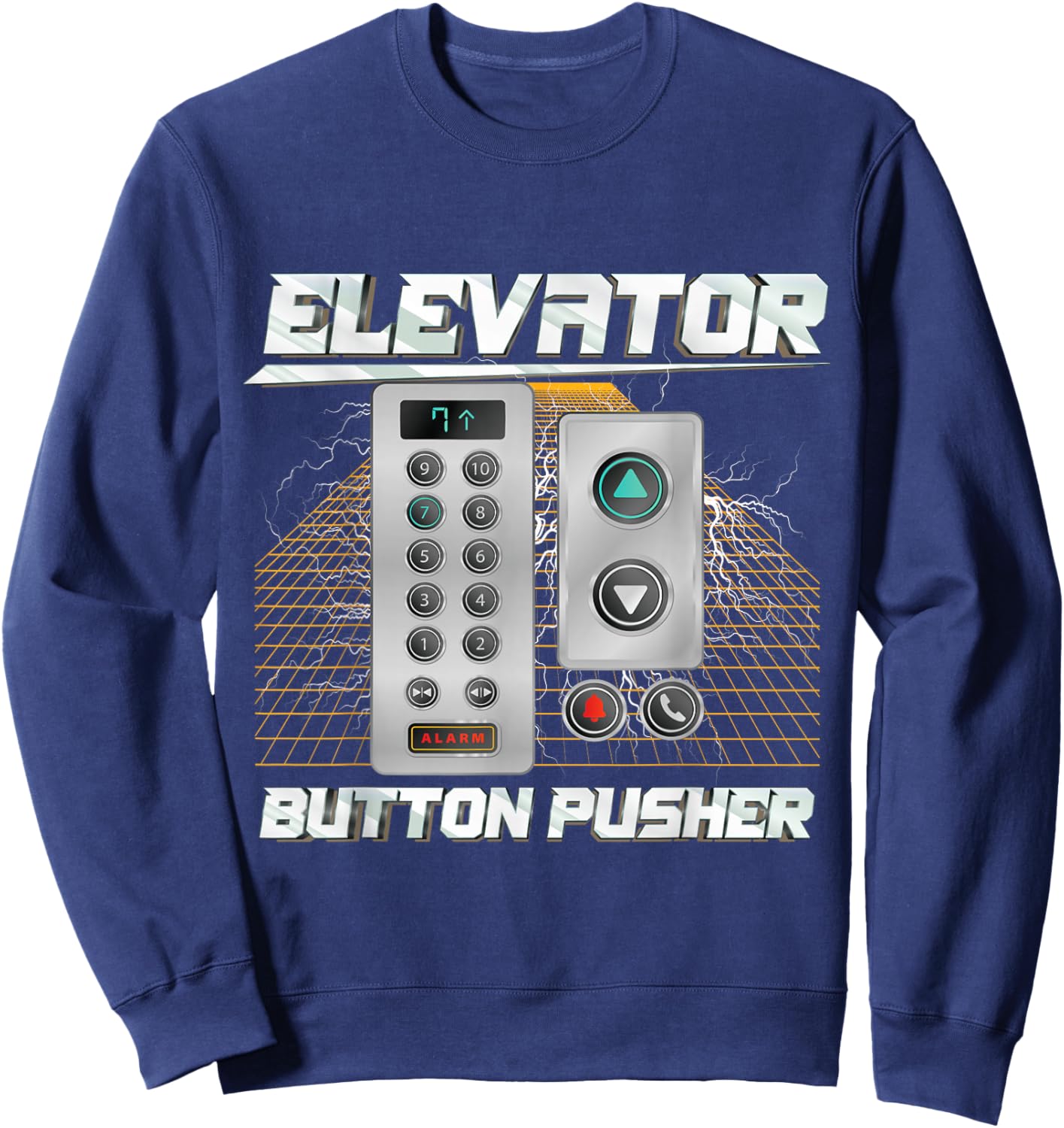 Elevator Button Pusher | Meme | Funny Elevator Sweatshirt - Sweatshirt | Navy
