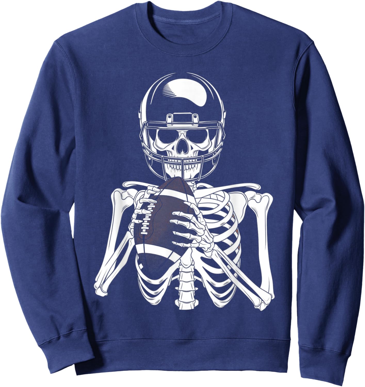 American Football Skeleton Football Player Halloween Spooky Sweatshirt - Sweatshirt | Navy