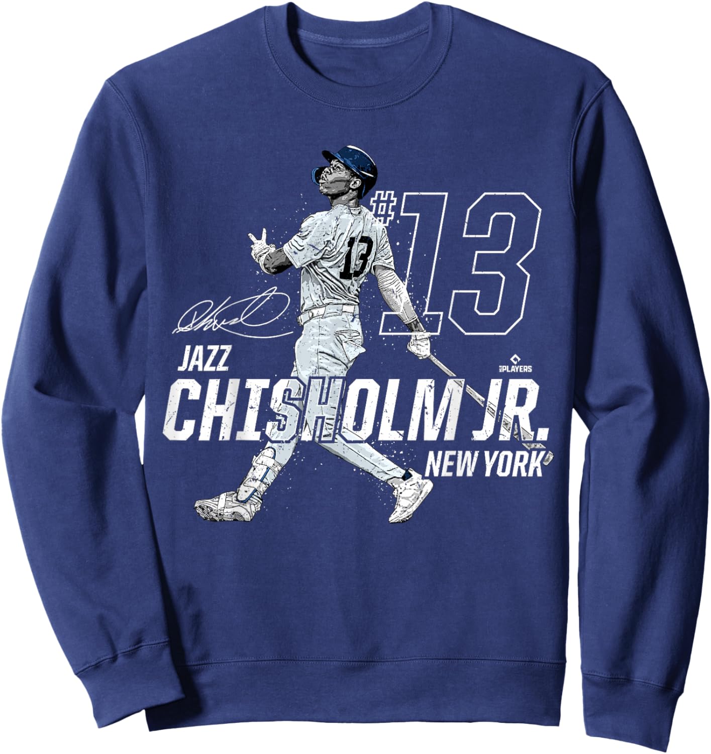 Dynamic Pose Jazz Chisholm Jr New York Baseball MLBPA Sweatshirt - Sweatshirt | Navy