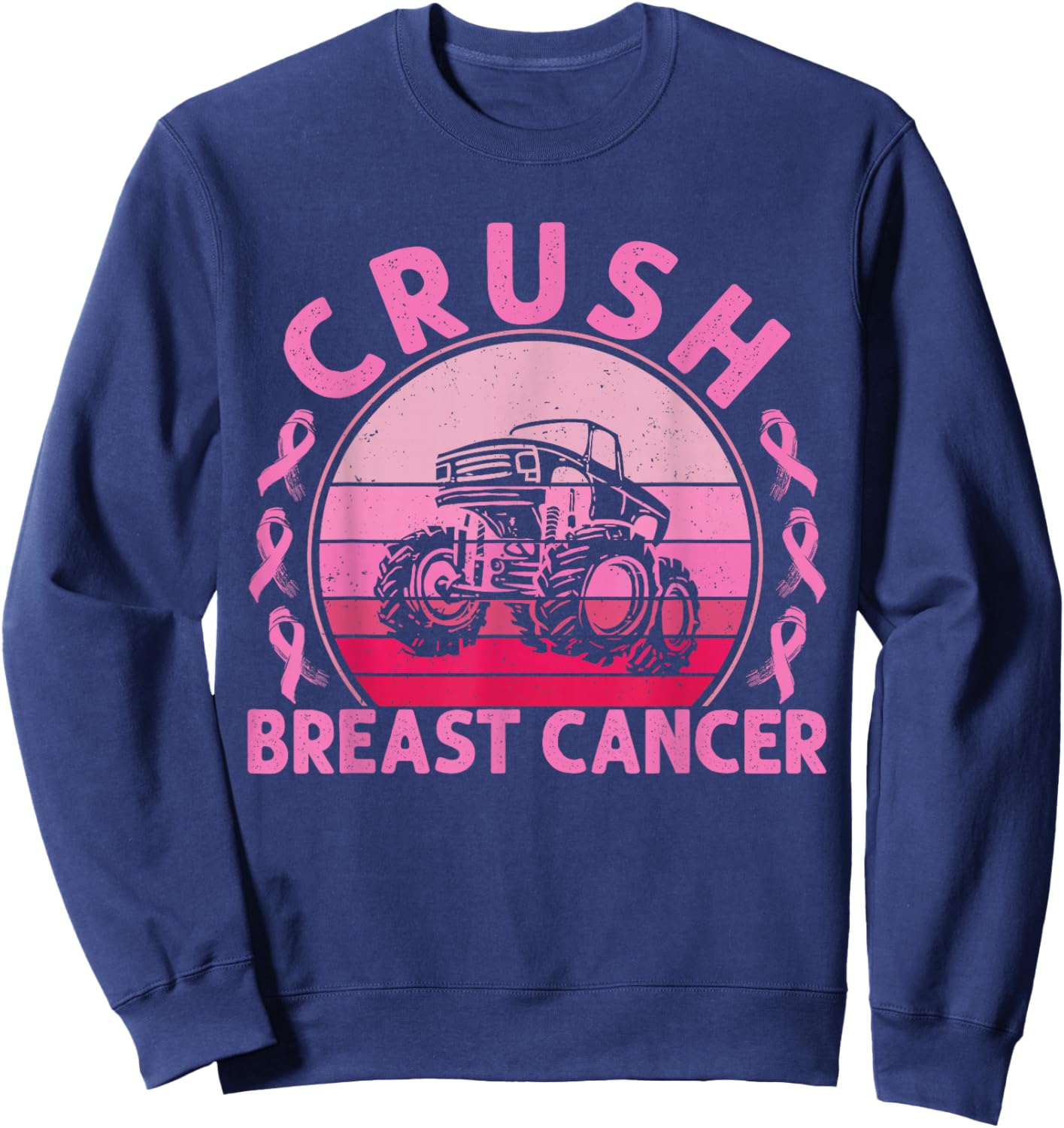 Crush Breast Cancer Awareness Women Men Boys Sweatshirt - Sweatshirt | Navy