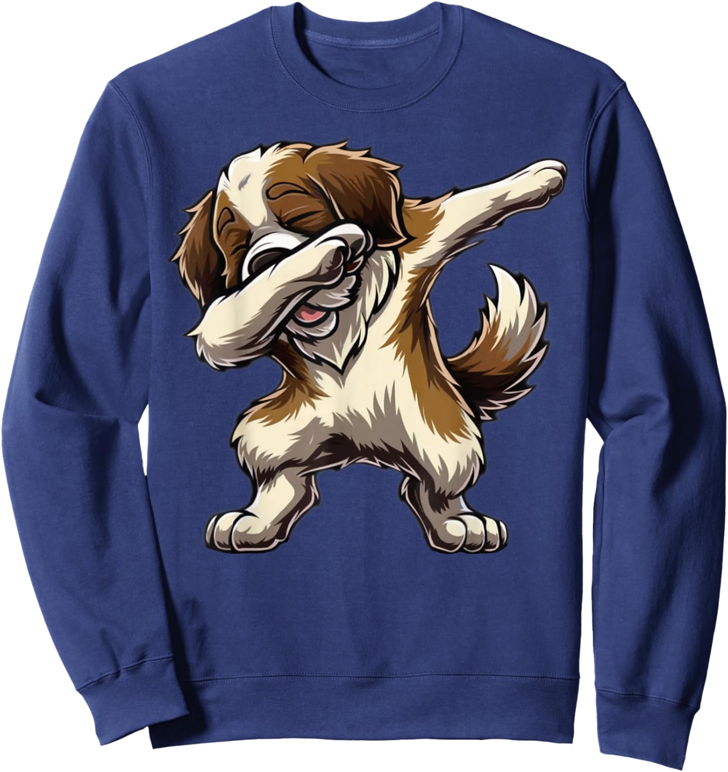 Dabbing Saint Bernard Dab Dance Dog Lover Gifts Men Women Sweatshirt - Sweatshirt | Navy