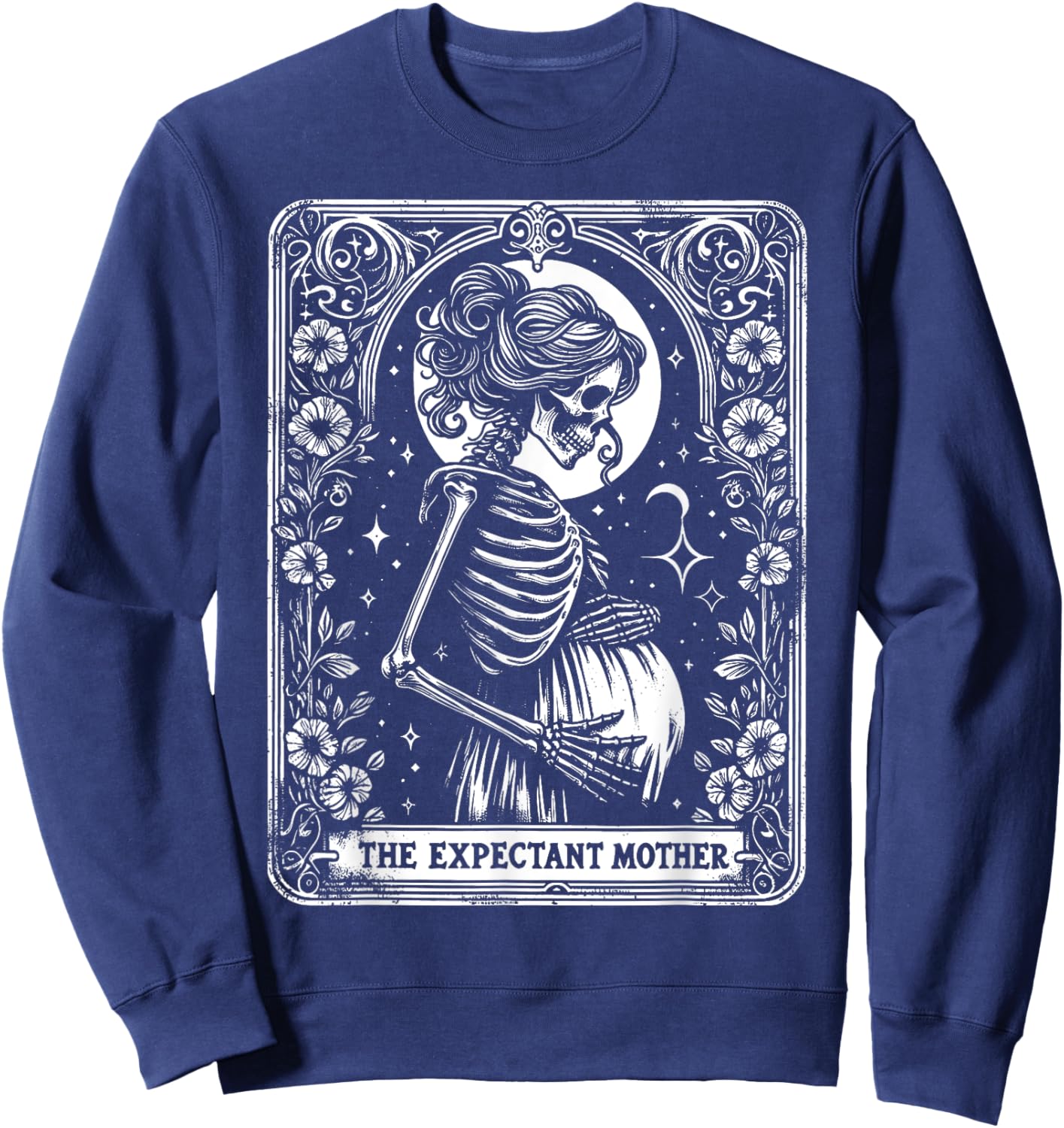 Skeleton Expectant Mother Tarot Card Pregnancy Announcement Sweatshirt - Sweatshirt | Navy