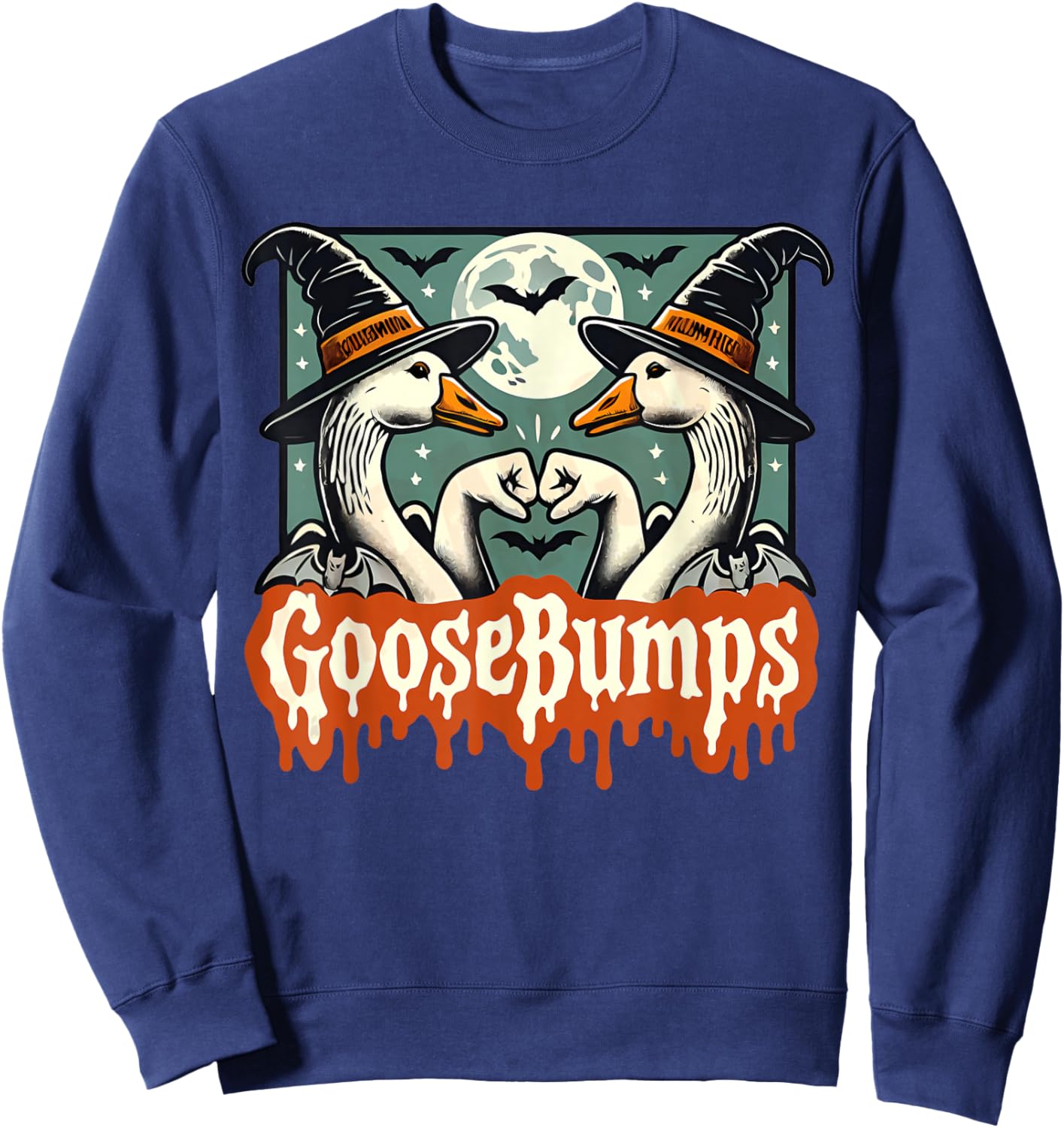 Goose Bumps Goosebumps Funny Geese Fist Bump Pun Halloween Sweatshirt - Sweatshirt | Navy