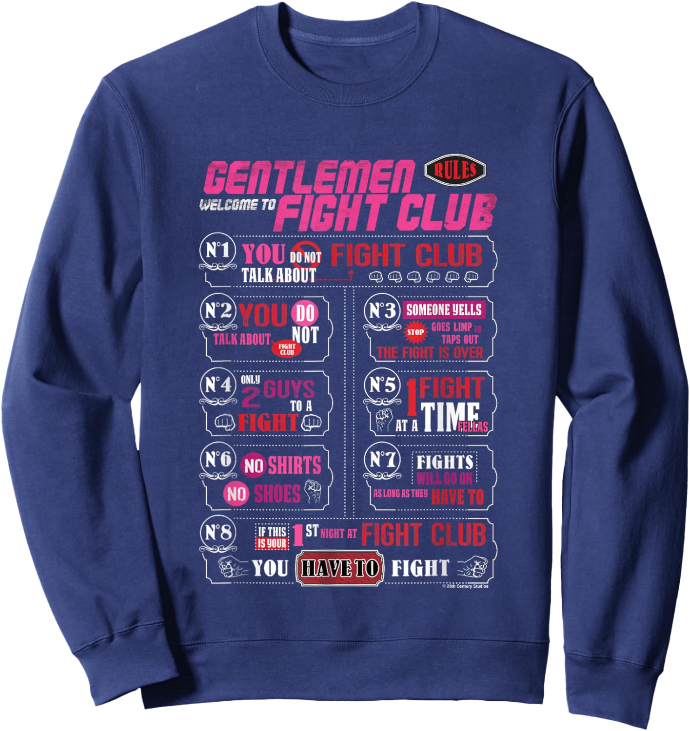 Fight Club Gentlemen Welcome to Fight Club Retro Big Poster Sweatshirt - Sweatshirt | Navy