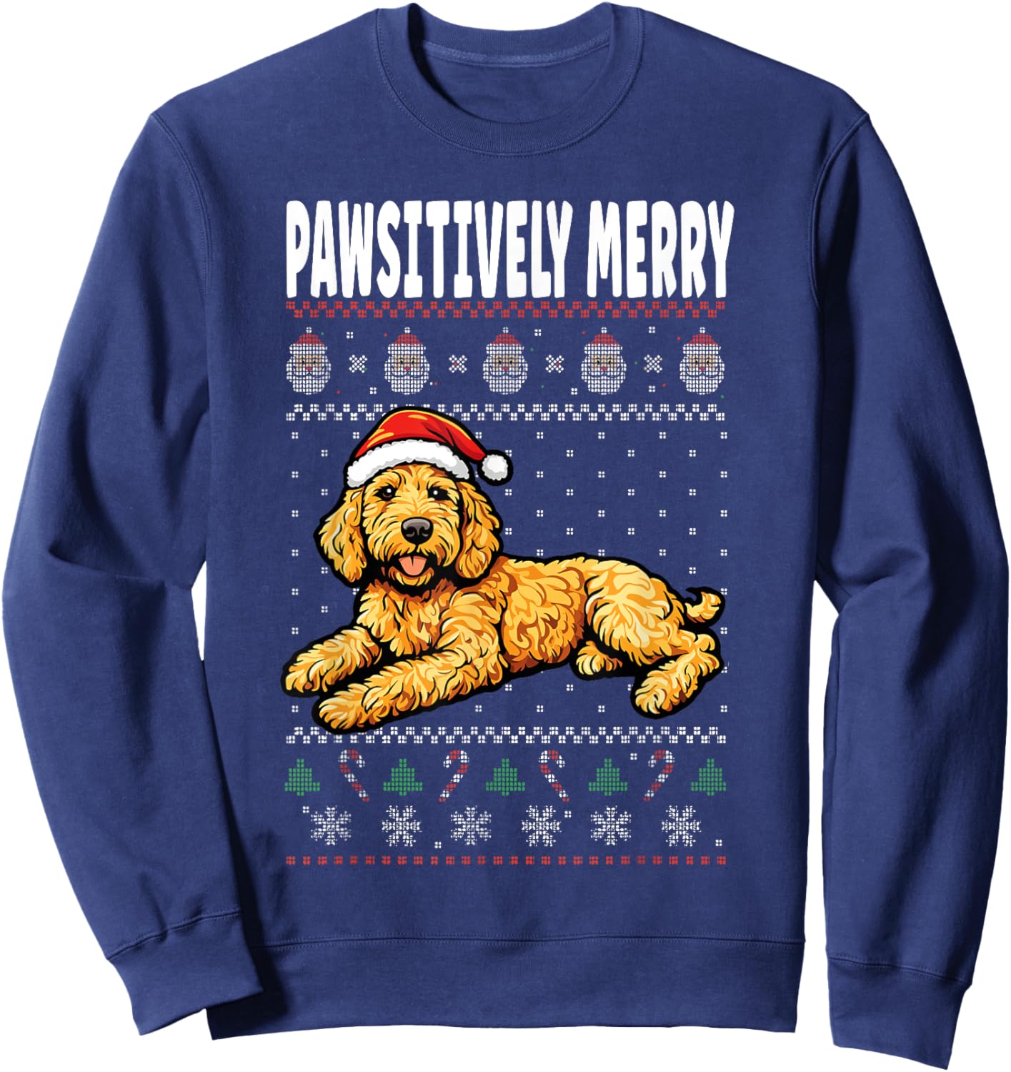 Pawsitively Merry Labradoodle Christmas Dog Pun Sweatshirt - Sweatshirt | Navy