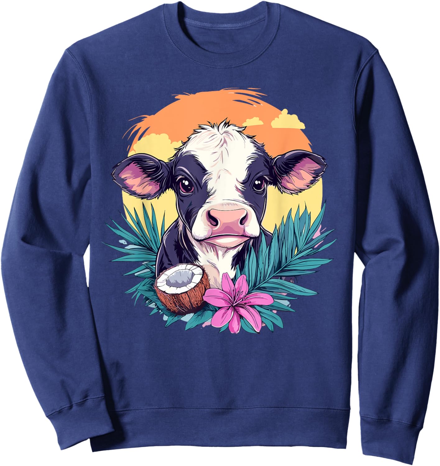 Cow And Coconut Sunset Sweatshirt - Sweatshirt | Navy