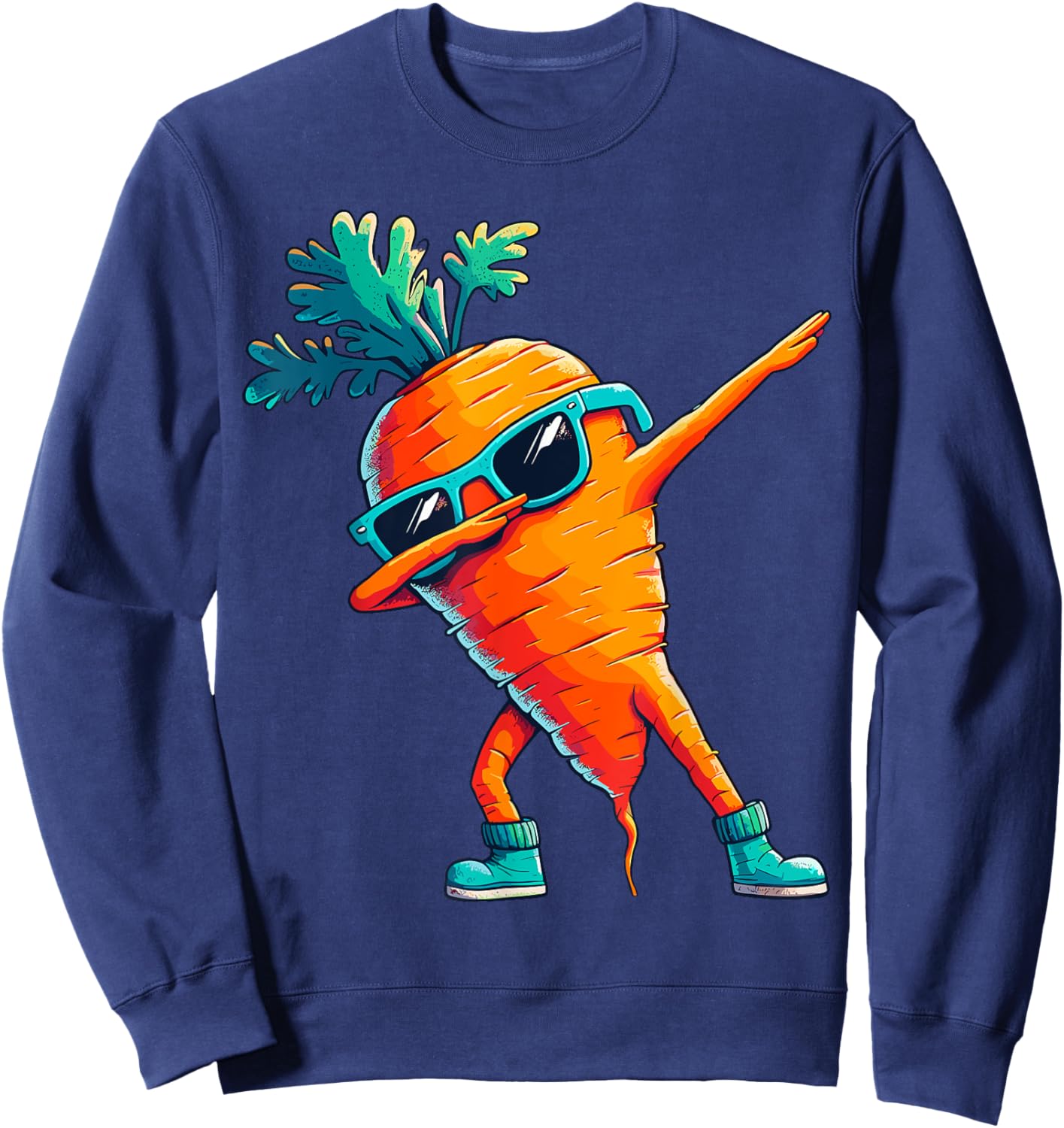Carrot Dabbing Dance Sunglasses Fruit Lovers Sweatshirt - Sweatshirt | Navy