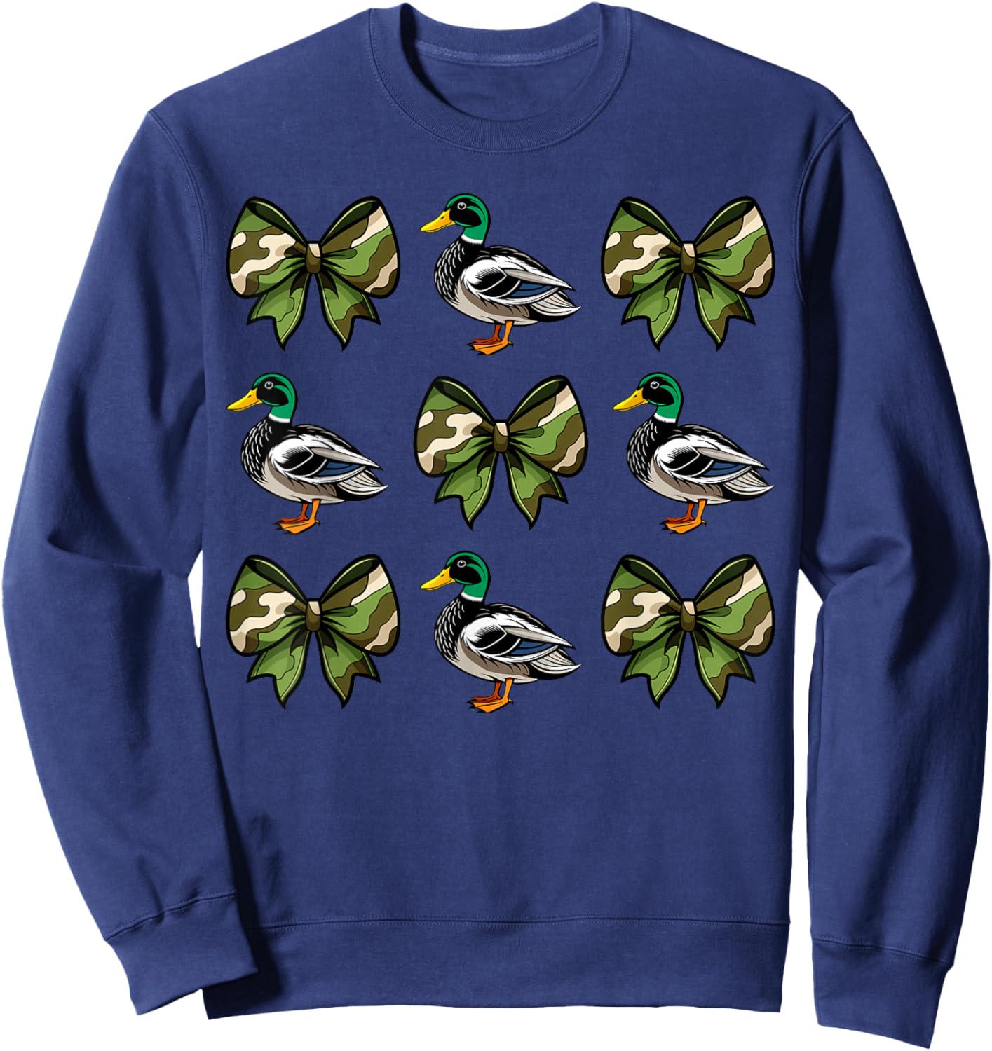 Camo Coquette Bow Duck Hunt Mallard Duck Hunting Women Girls Sweatshirt - Sweatshirt | Navy