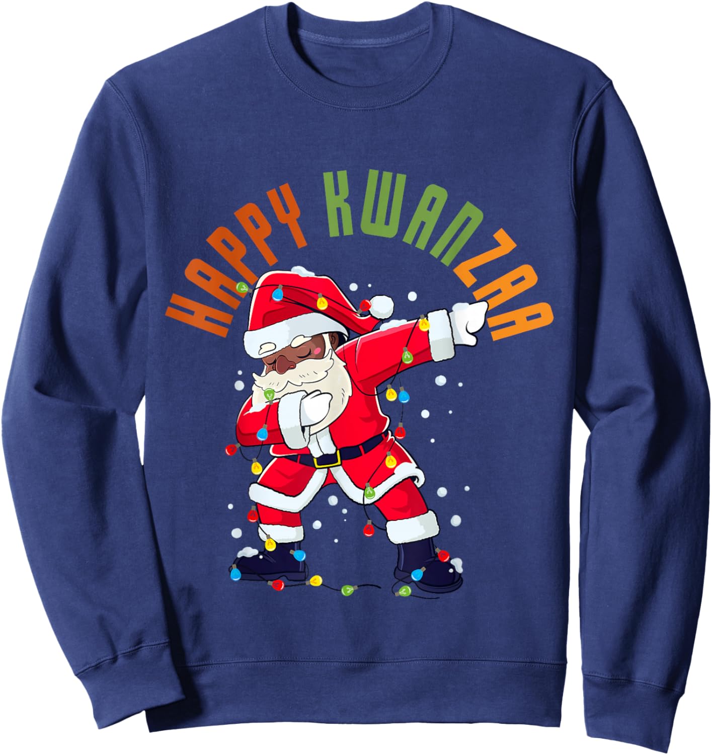 Happy Kwanzaa Black Christmas Funny Santa Dab Dance Men Boys Sweatshirt - Sweatshirt | Navy
