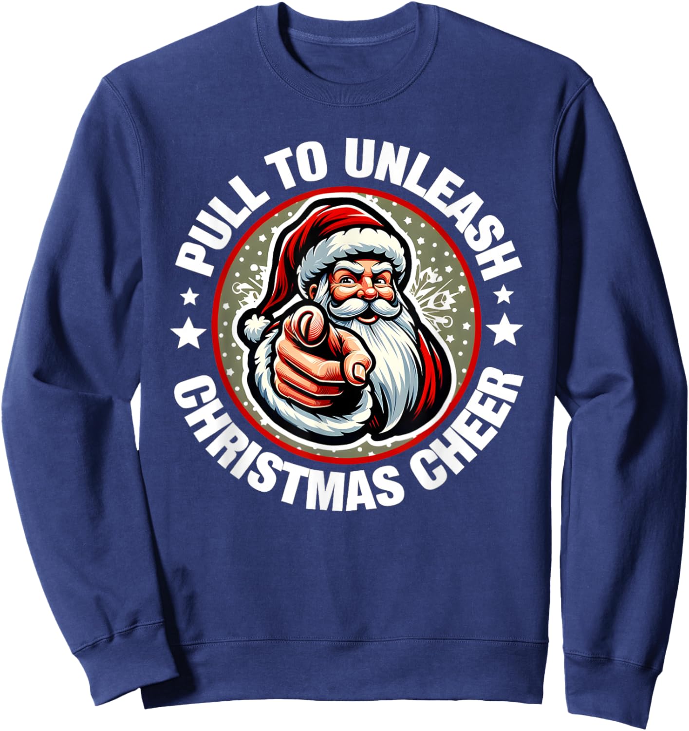 Santa, Pull My Finger, Christmas Holiday Fart Joke Sweatshirt - Sweatshirt | Navy