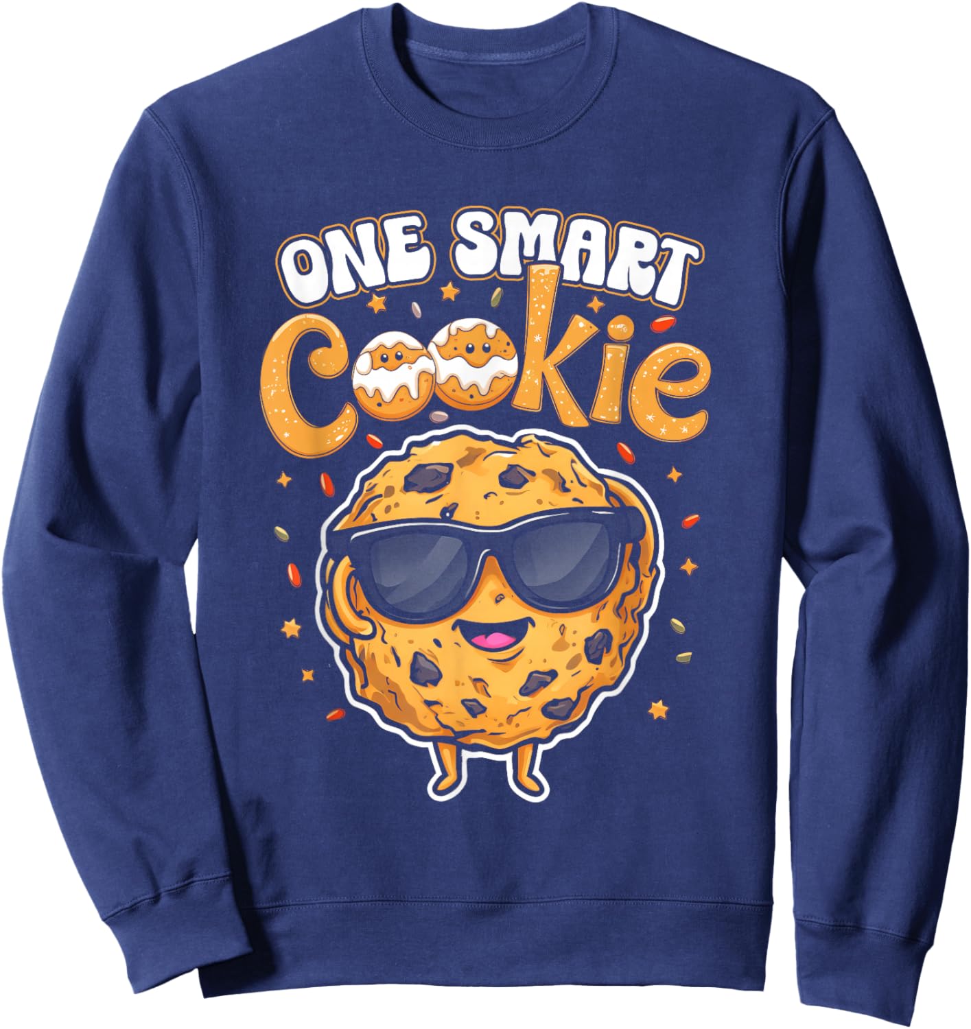 One Smart-Cookie Cute Meme Kawaii Style Pun Chocolate Chip Sweatshirt - Sweatshirt | Navy