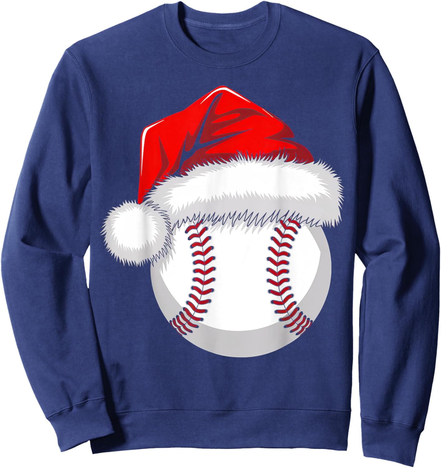 Funny Santa Hat Xmas Sport Lover Christmas Baseball Player Sweatshirt - Sweatshirt | Navy