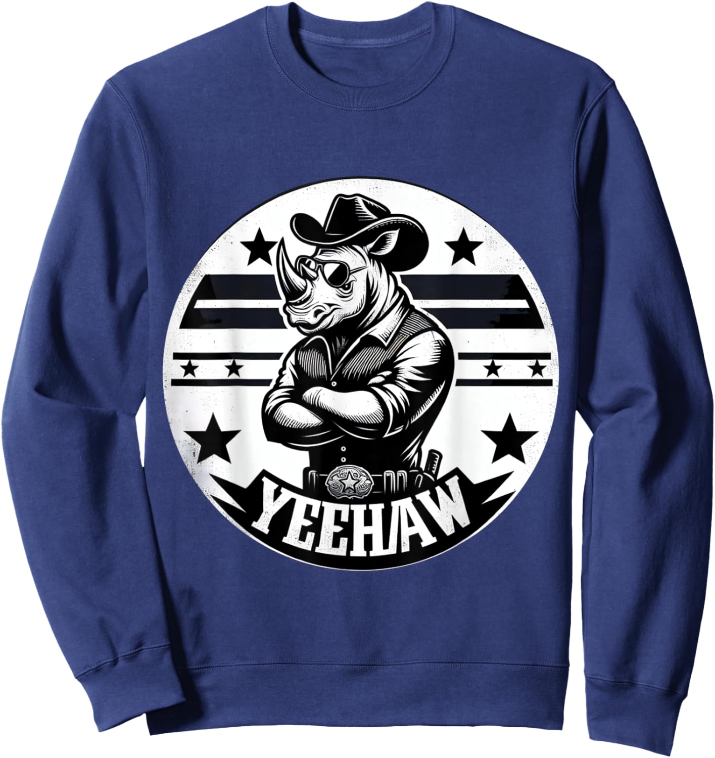 Rhino Yeehaw Cowboy Rhinoceros Sweatshirt - Sweatshirt | Navy