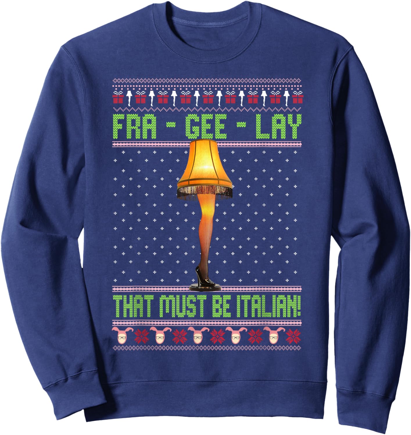 Fra-Gee-Lay Funny Christmas Fragile Italian Xmas Women Men Sweatshirt - Sweatshirt | Navy