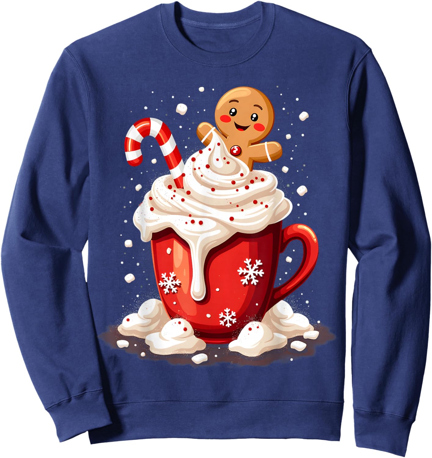 Festive Cocoa and Holiday Apparel -Child Christmas Holiday Whimsical Black Polyester 100% Small Sweatshirt - Sweatshirt | Navy