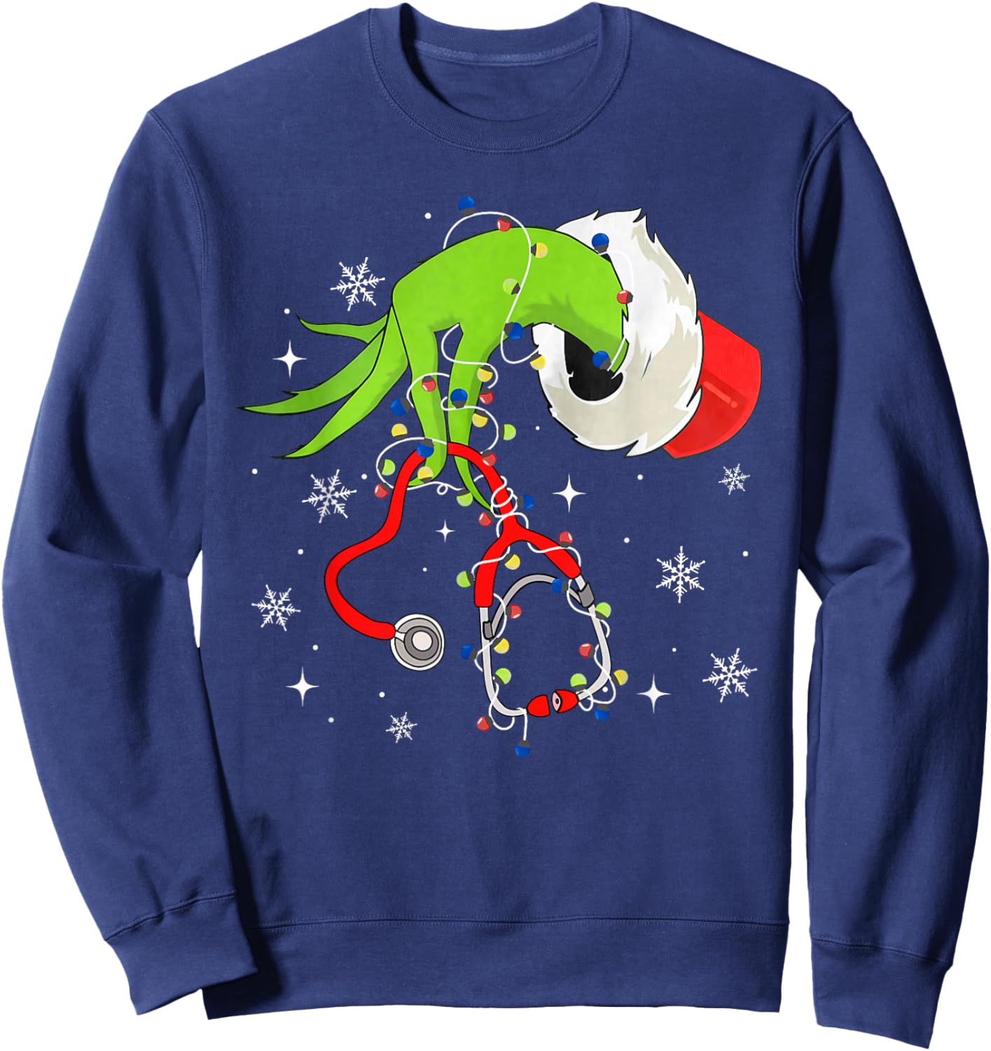 Nurse Christmas Stethoscope Nurses Xmas Pajamas Santa Women Sweatshirt - Sweatshirt | Navy