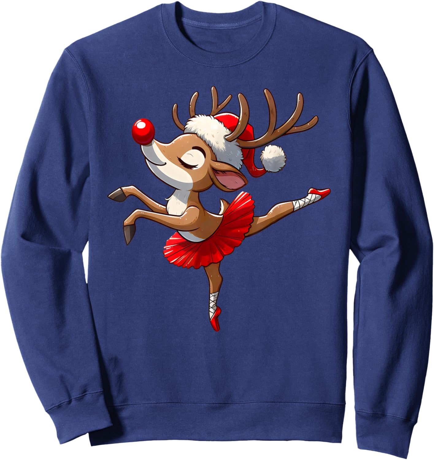 Merry Christmas Ballet Reindeer Dancing Ballet Teacher Women Sweatshirt - Sweatshirt | Navy