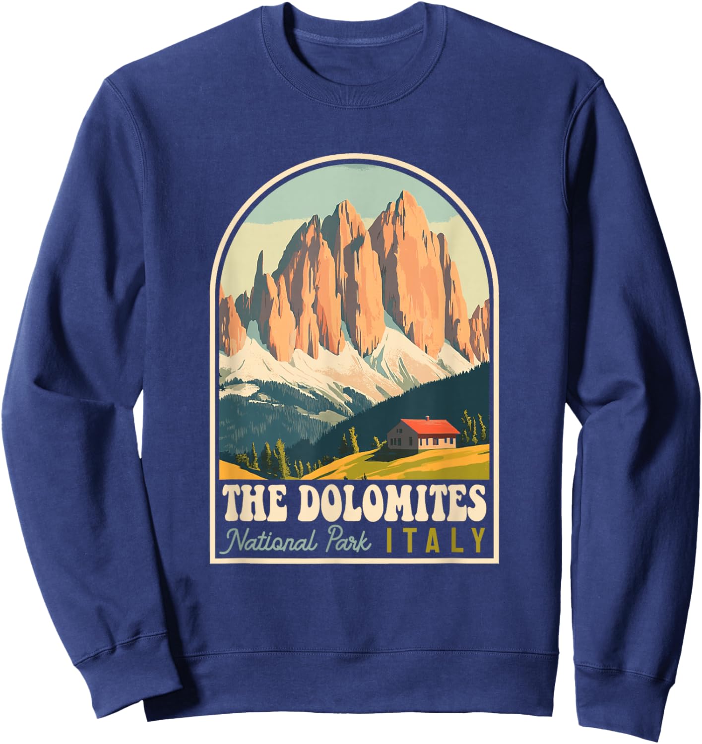 The Dolomites Italy Skiing Hiking Cycling Climbing Retro Sweatshirt - Sweatshirt | Navy