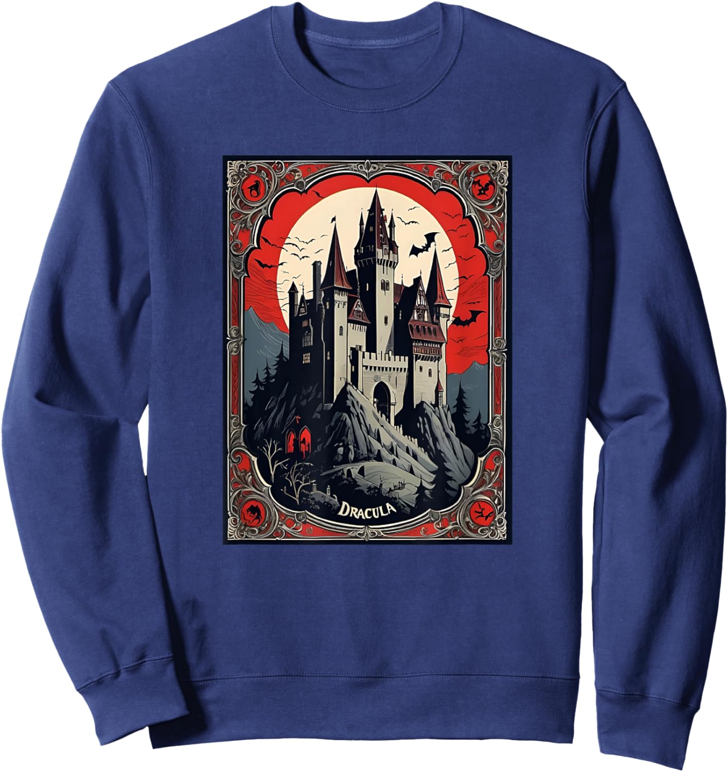 Dracula's Castle Book Cover Illustration Sweatshirt - Sweatshirt | Navy