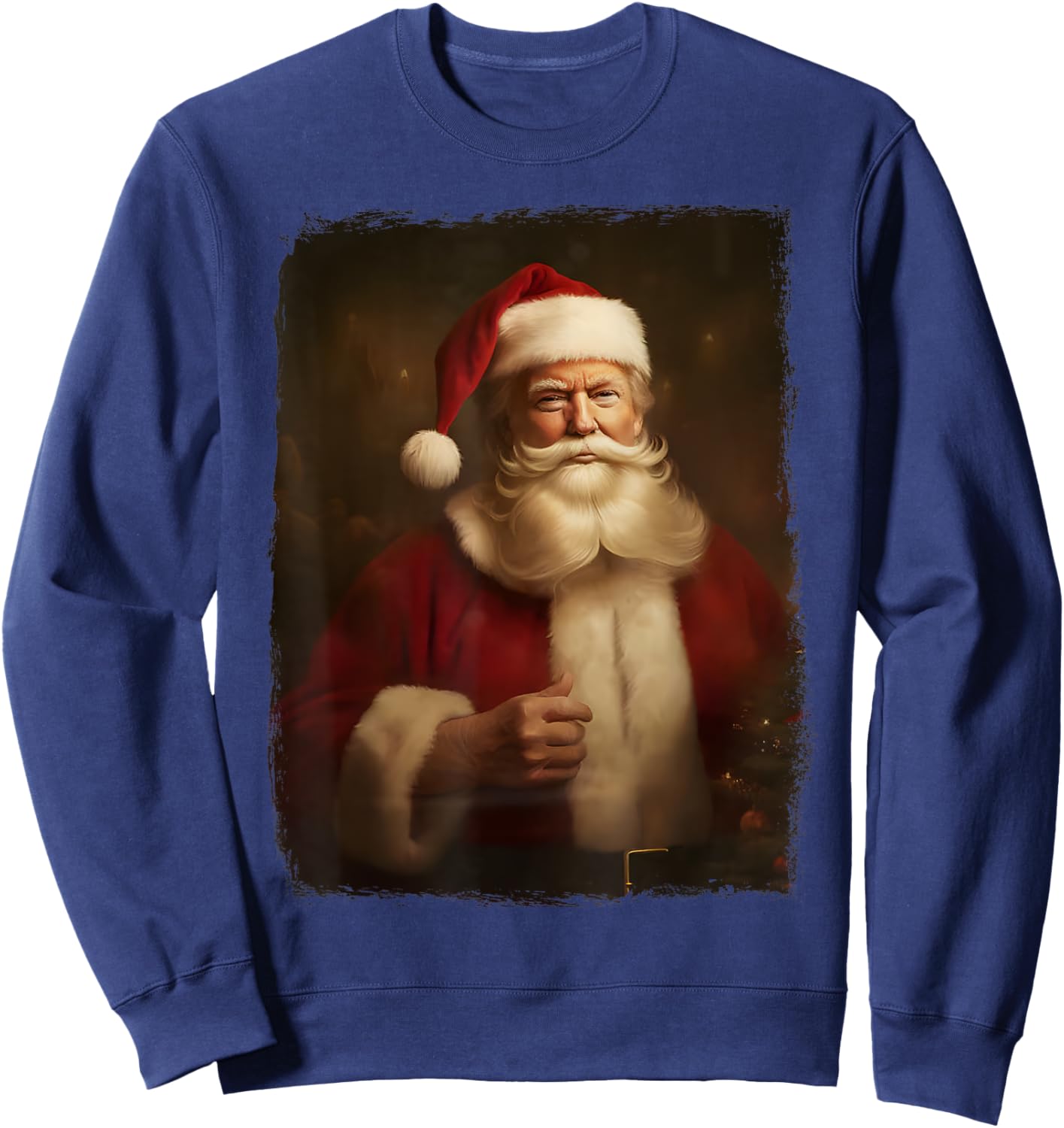 Christmas Funny Trump Santa Claus Retro Vintage Xmas Pajamas Sweatshirt - Sweatshirt | Navy