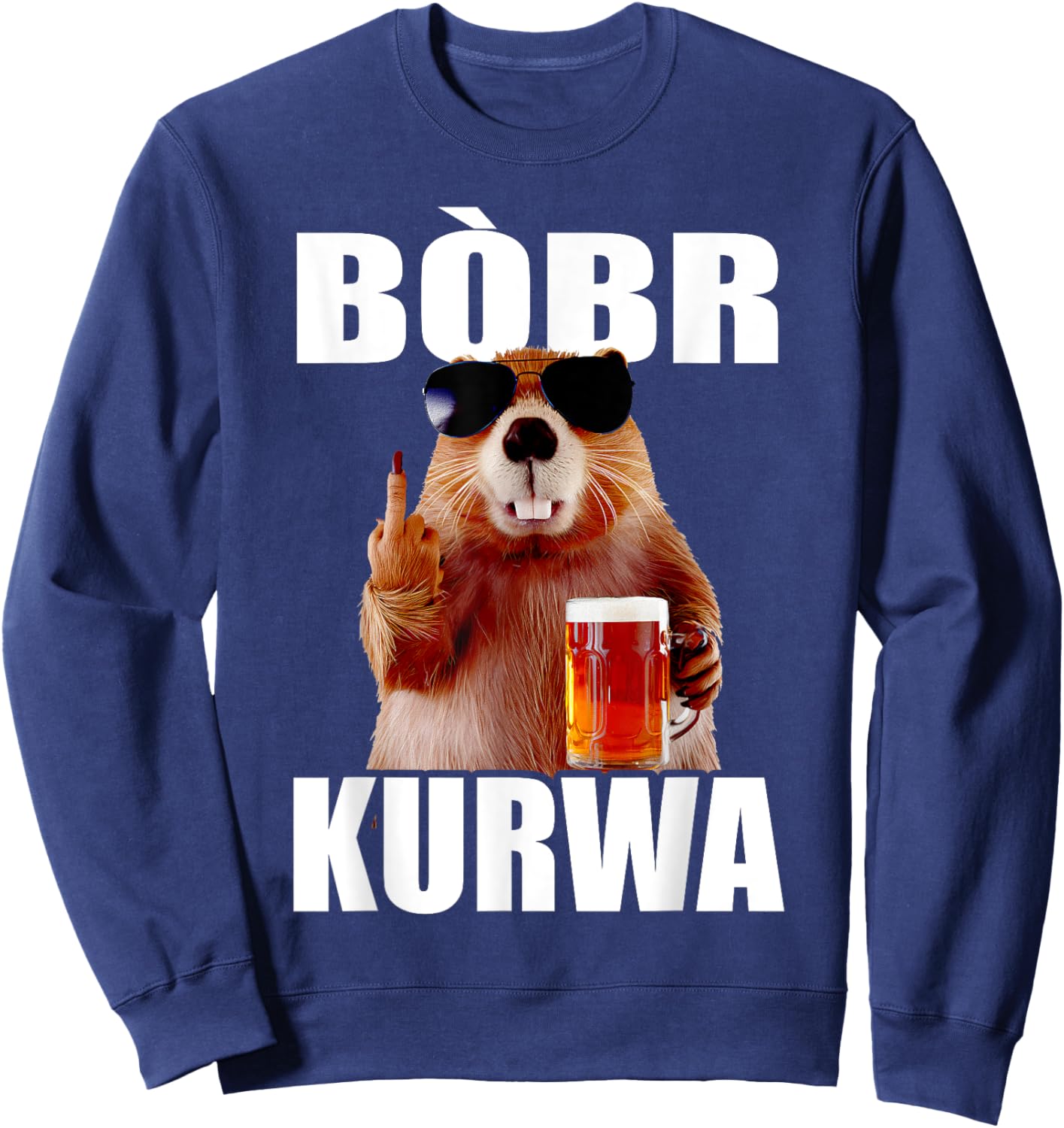 Bòbr Kurwa Bober Matching Beer Bòbr Sweatshirt - Sweatshirt | Navy