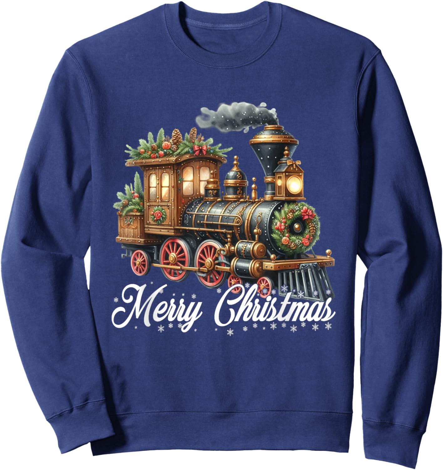 Merry Christmas Steam Train Locomotive Family Pajamas Sweatshirt - Sweatshirt | Navy