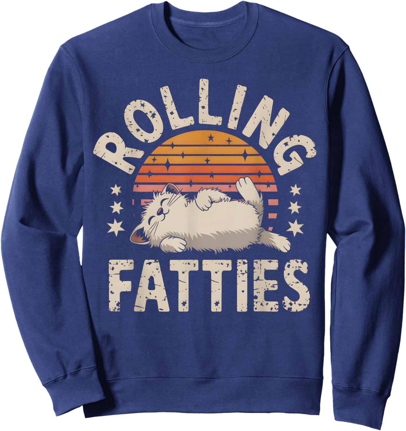 Cool Rolling Fatties Designs -Adults Black Cat-Themed Sweatshirt - Sweatshirt | Navy