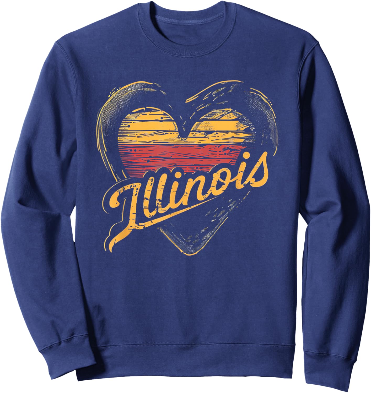 Illinois - Heart Vintage Love Women Kids Retro Graphic Sweatshirt - Sweatshirt | Navy