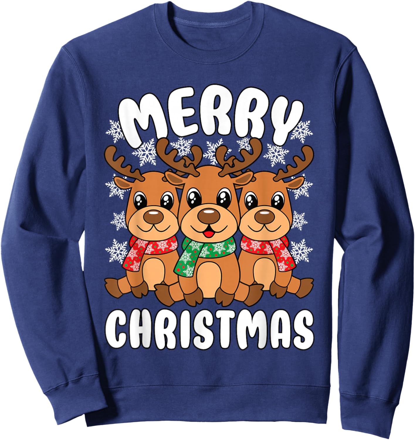 Merry Christmas Funny Christmas Xmas Reindeer Men Women Kids Sweatshirt - Sweatshirt | Navy