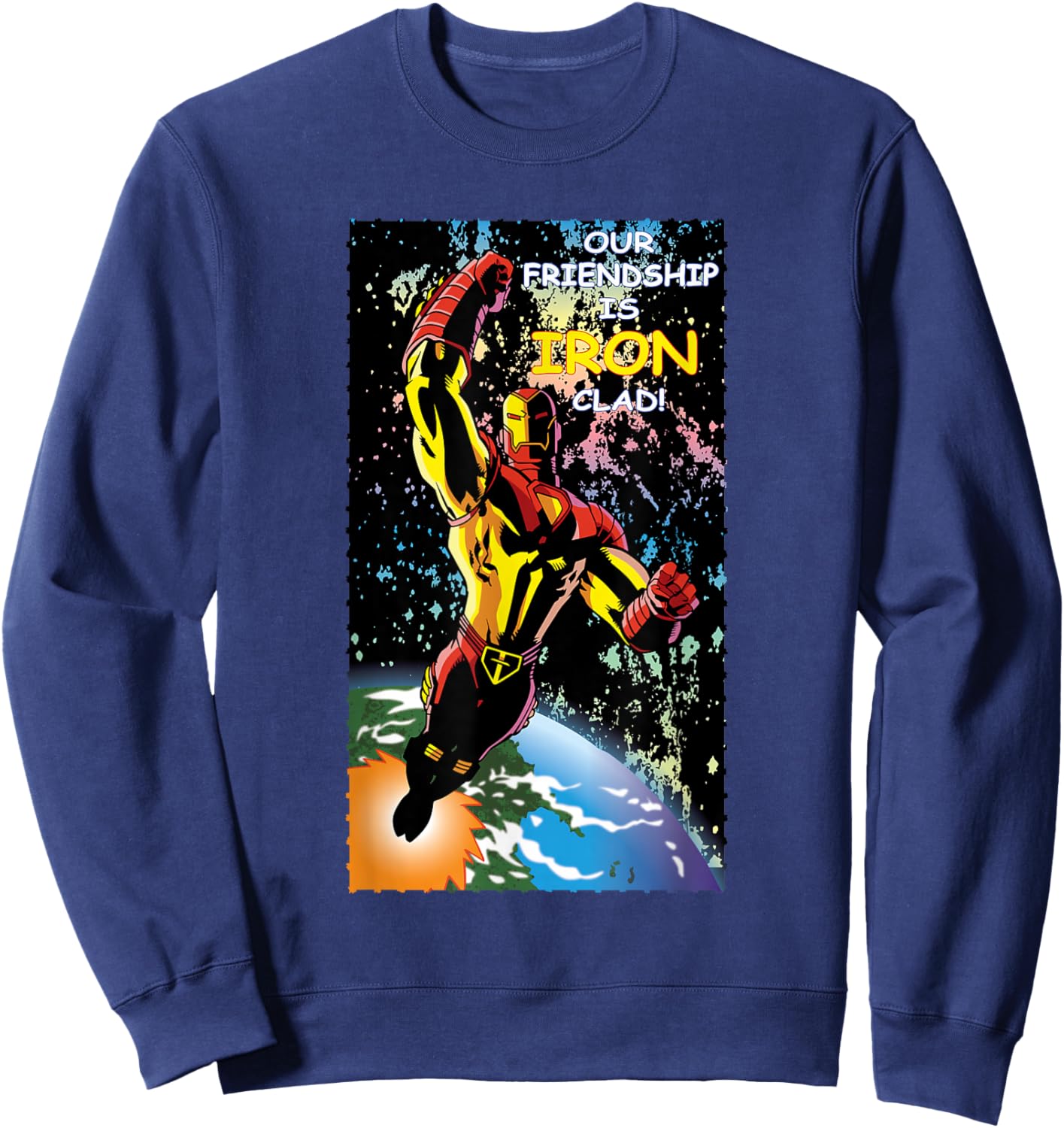 Marvel Retro '90s Valentine's Day Card Avengers Iron Man Sweatshirt - Sweatshirt | Navy