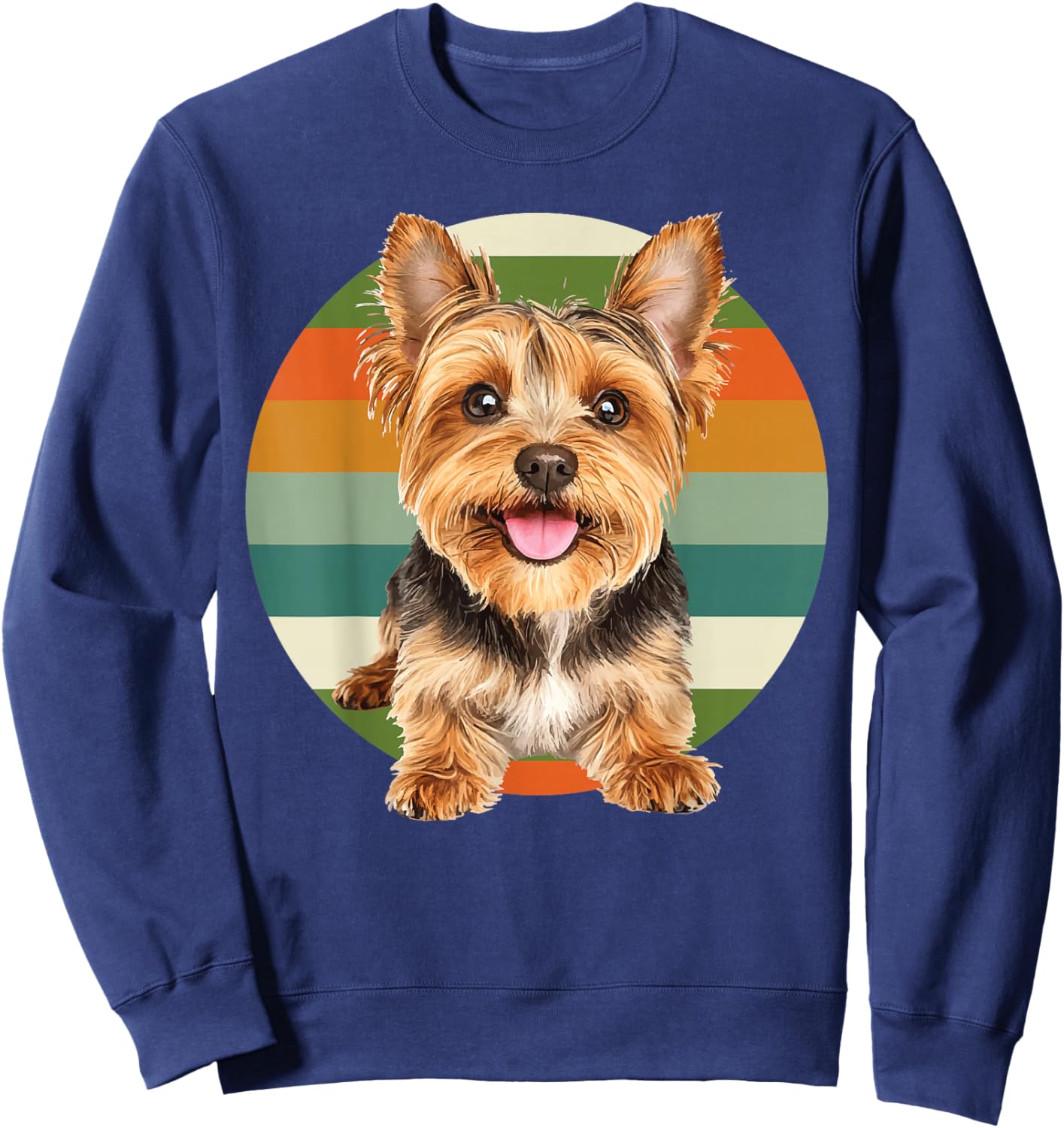 Yorkshire Terrier Dog Yorkie Retro Look Circle Moms Dads Women Girls Kids Sweatshirt - Sweatshirt | Navy