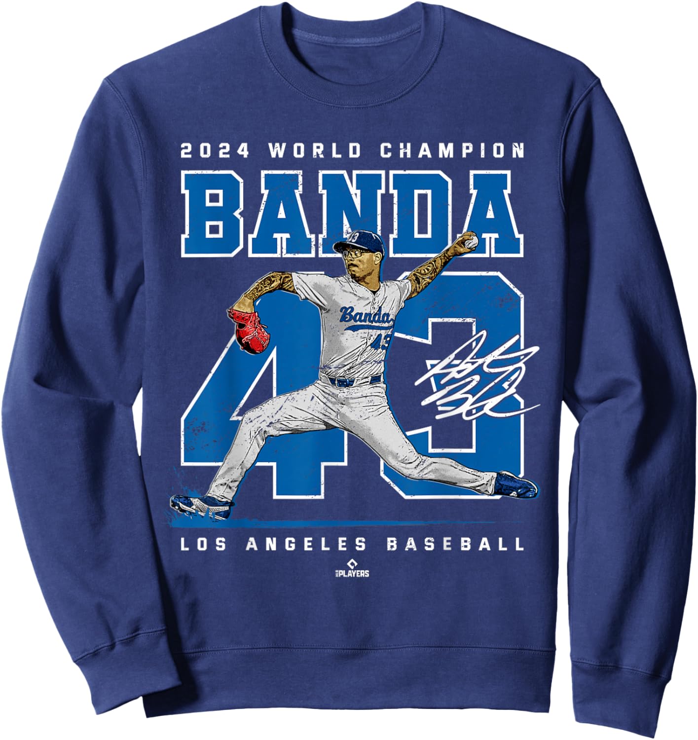 Player Number 2024 World Champion Anthony Banda MLBPA Sweatshirt - Sweatshirt | Navy
