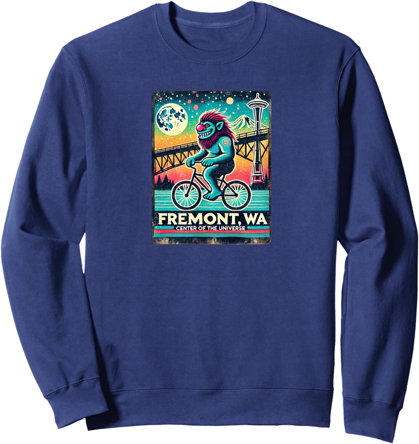 Fremont Solstice Troll, Seattle, WA - Designed Locally Sweatshirt - Sweatshirt | Navy