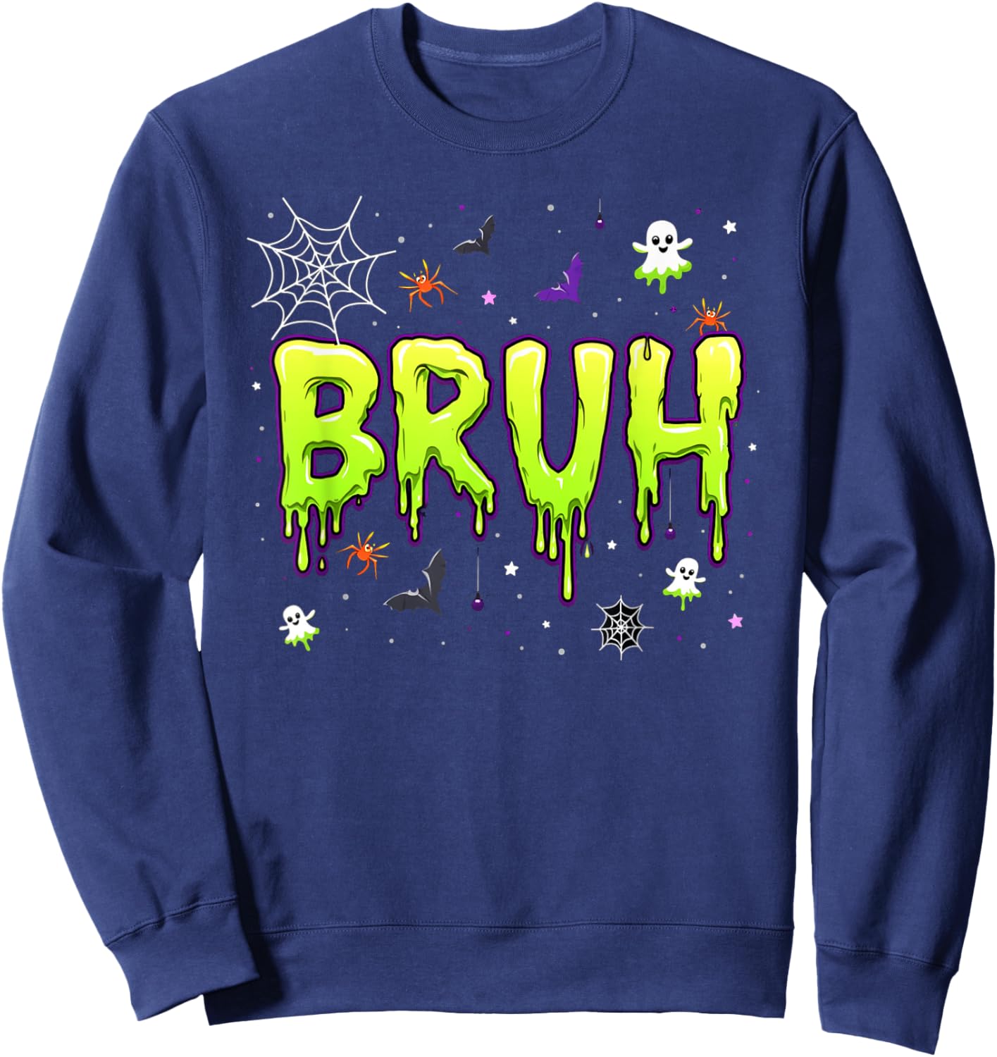 Bruh halloween kids boys girls men women Trick Treat funny Sweatshirt - Sweatshirt | Navy