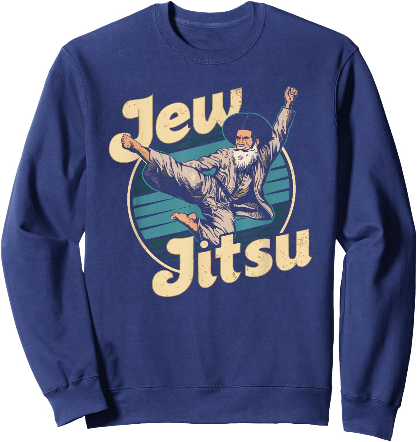 Jew Karate Jitsu Hanukkah Jiu Jitsu Martial Arts Dance Sweatshirt - Sweatshirt | Navy