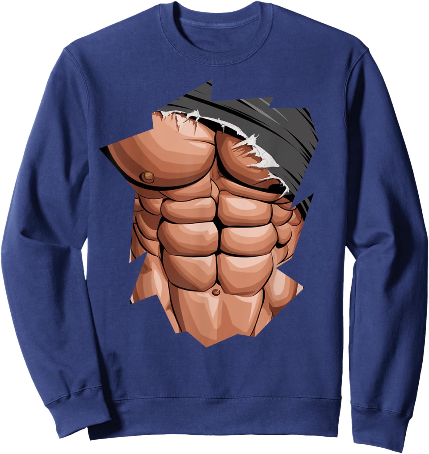 Anime body builder six pack muscle funny fake abs Sweatshirt - Sweatshirt | Navy