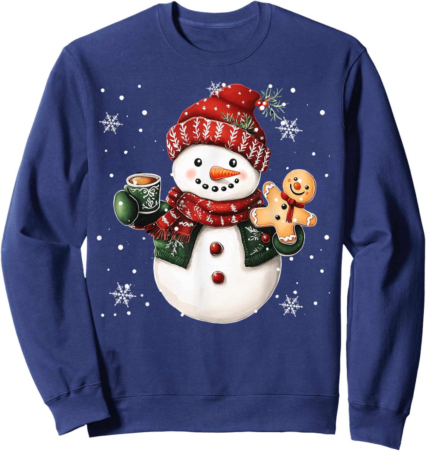 Snowman Beanie Coffee Latte Ginggerbread Merry Christmas Sweatshirt - Sweatshirt | Navy