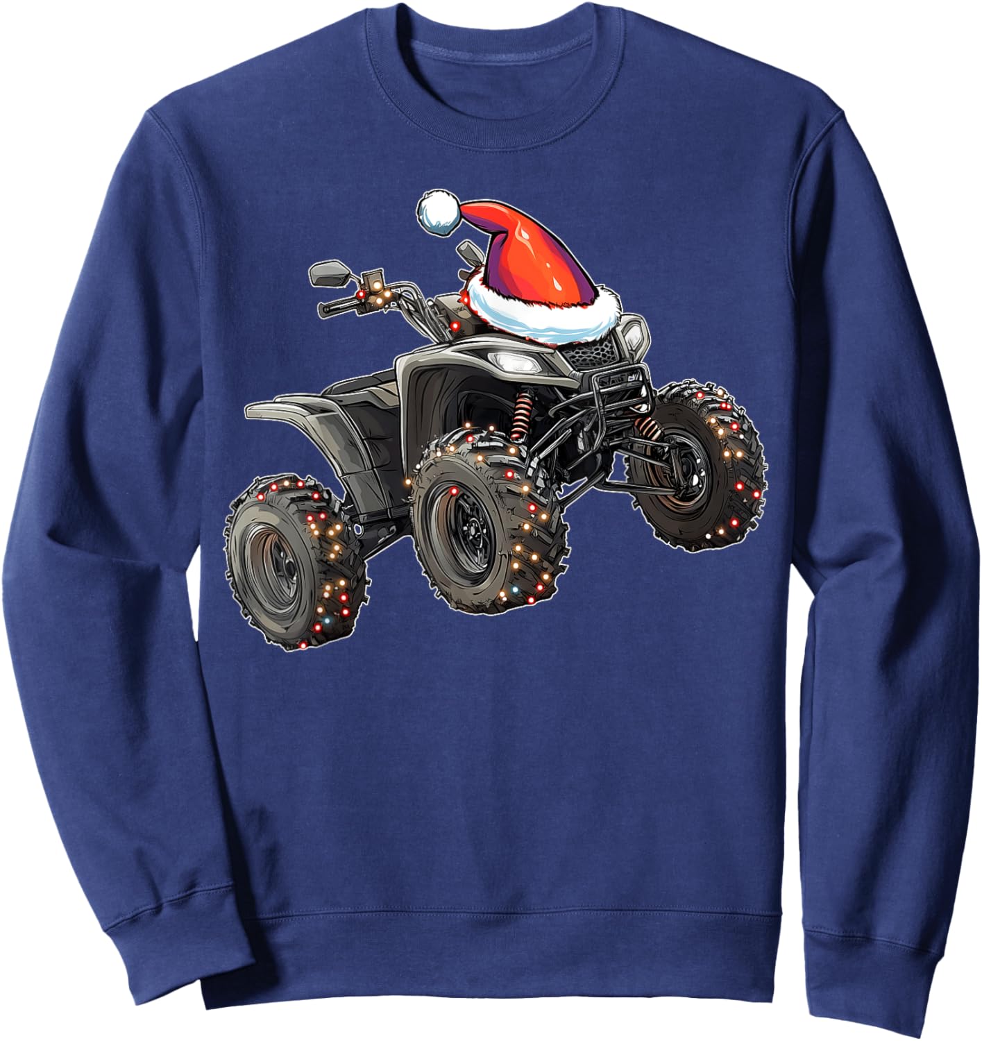 Atv Quad 4 Wheeler Christmas Hat Xmas Sweatshirt - Sweatshirt | Navy