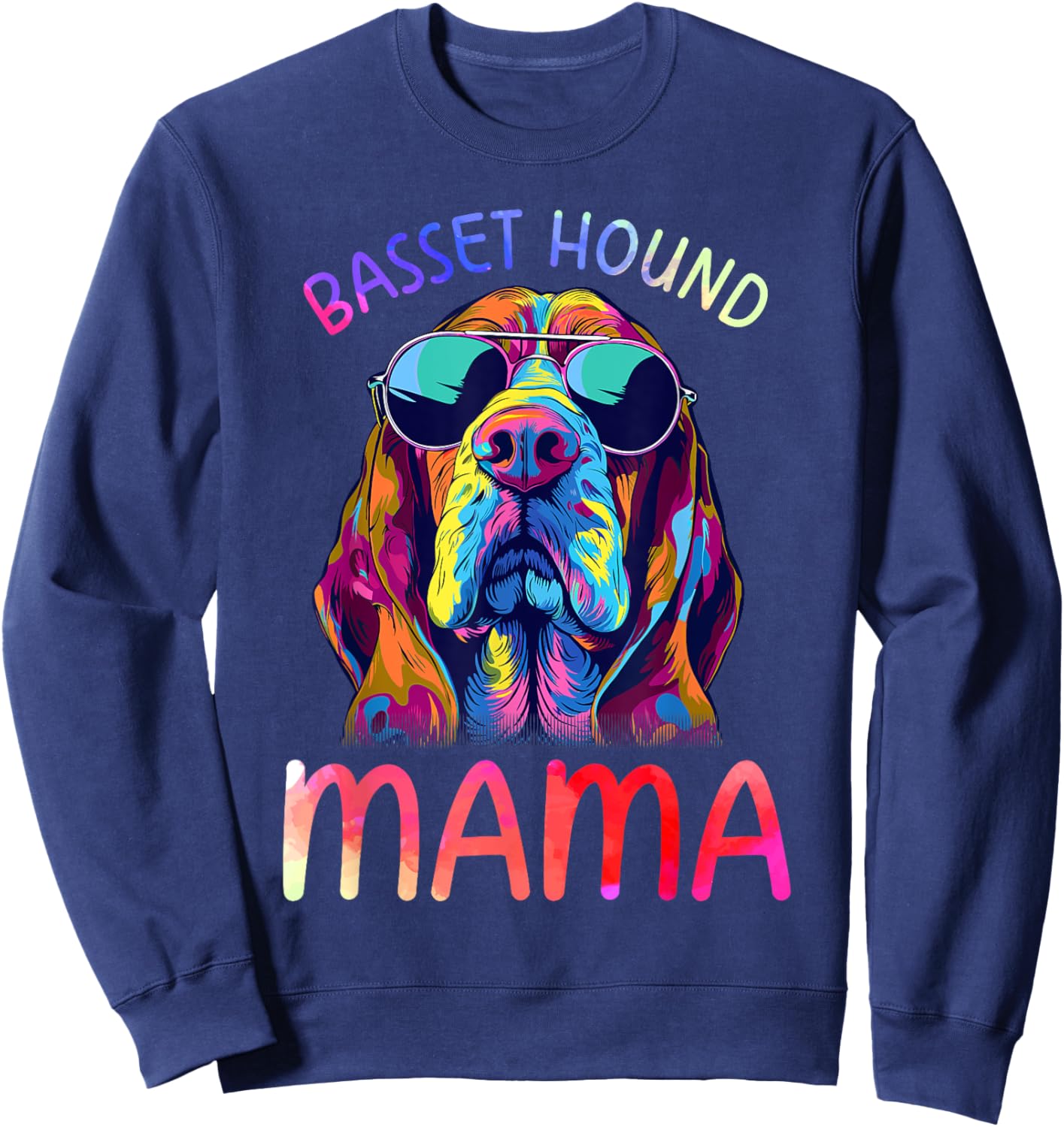 Basset Hound Mom Mama Pop Art Basset Hound Lovers Sweatshirt - Sweatshirt | Navy