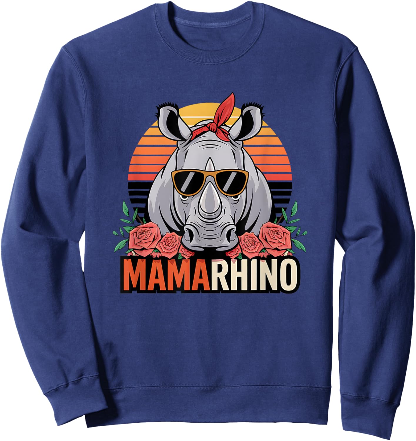 Mama Rhino Animal Family Zoo Wildlife Lover Mother's Day Sweatshirt - Sweatshirt | Navy