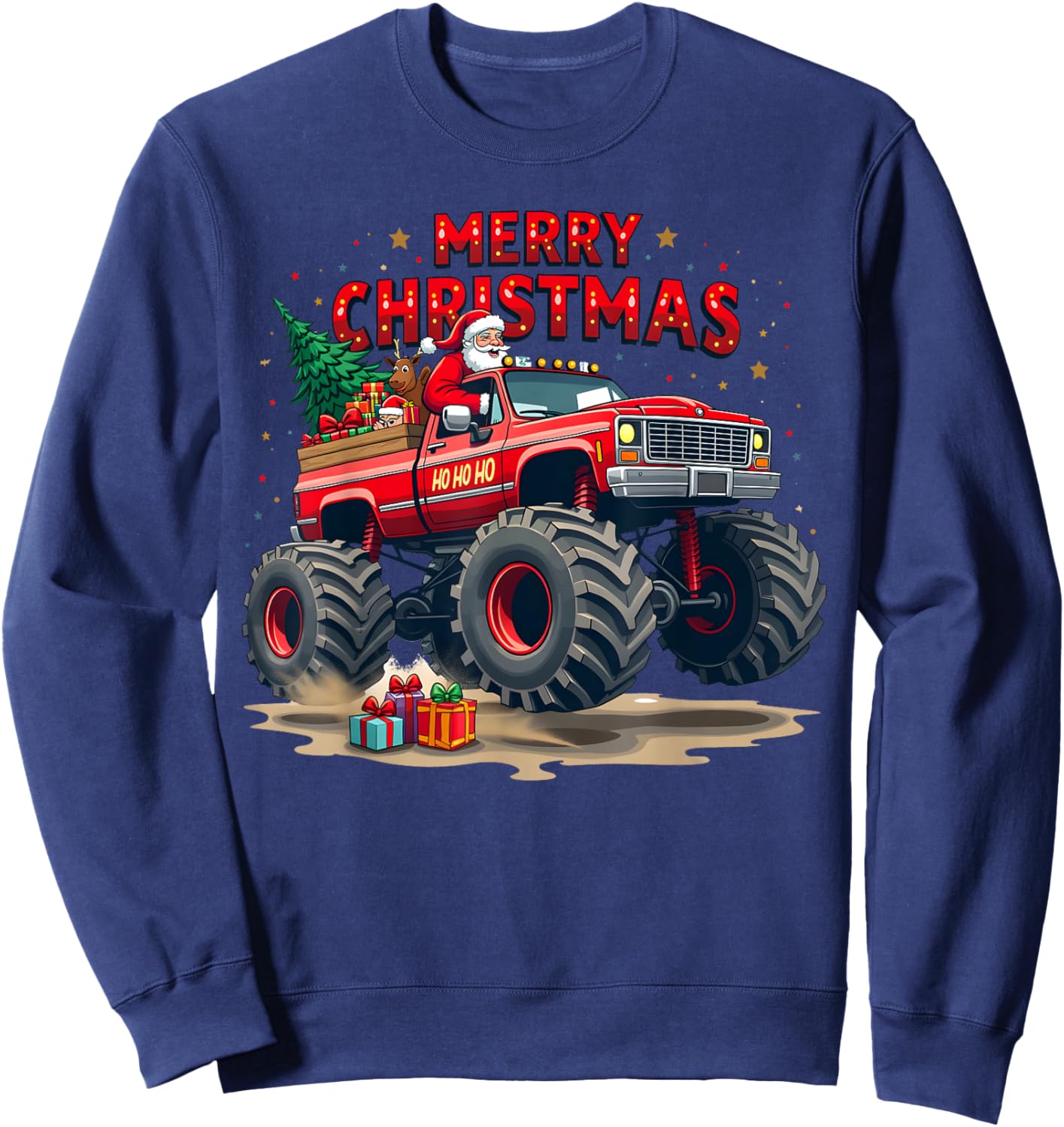 Holiday Christmas Monstertruck Off-Road Adventure Sweatshirt - Sweatshirt | Navy