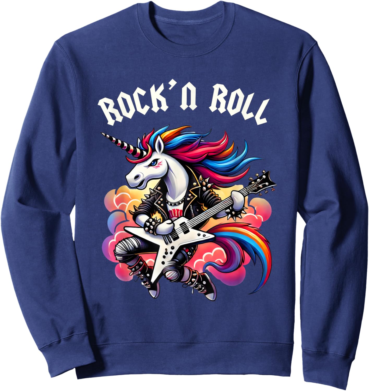 Rock'n Roll Boys Unicorn Rockstar, Punk Goth Band, Kids Boys Sweatshirt - Sweatshirt | Navy