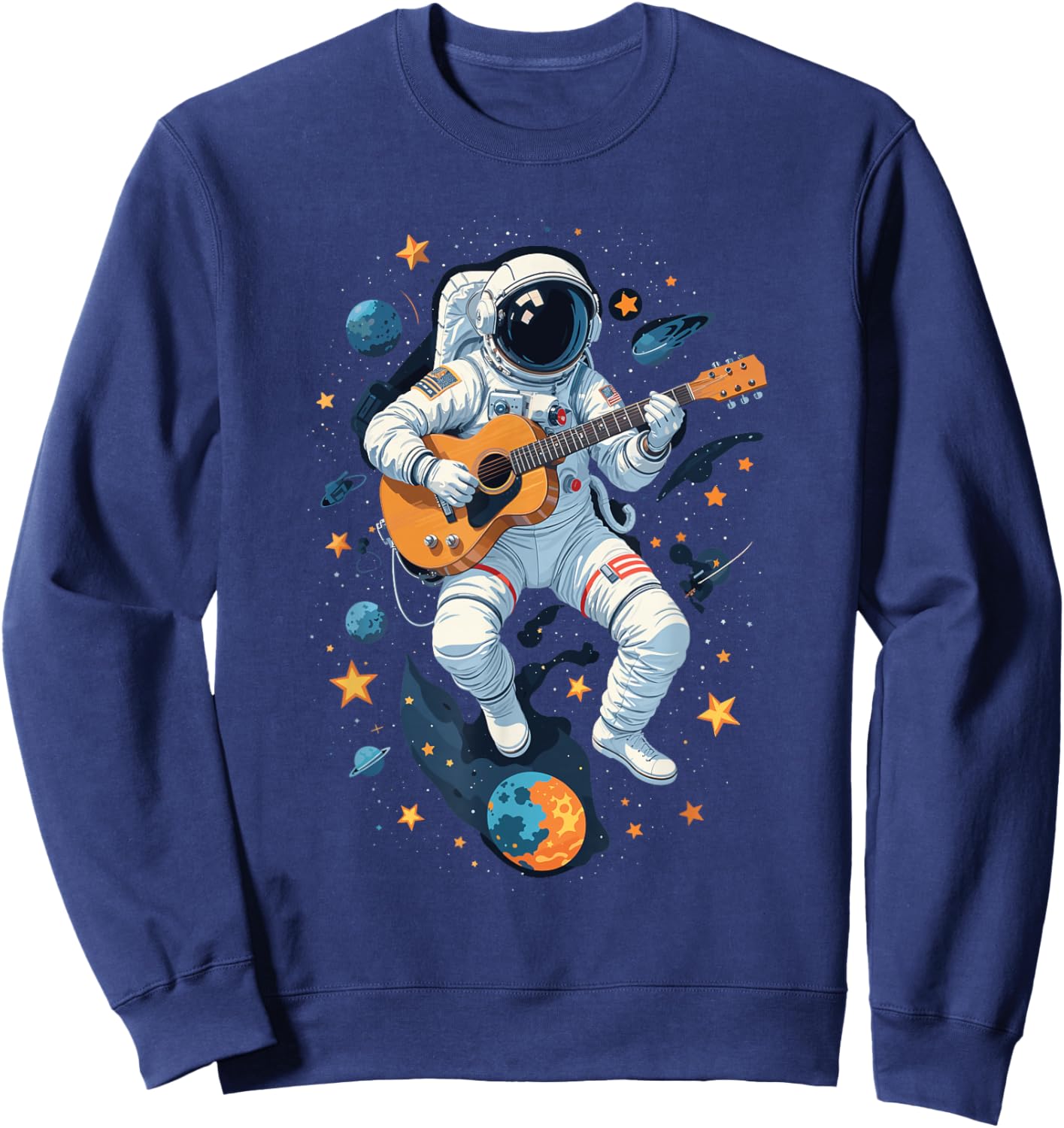 Astronaut Playing Guitar Shirt Spaceman Guitarist Musician Sweatshirt - Sweatshirt | Navy