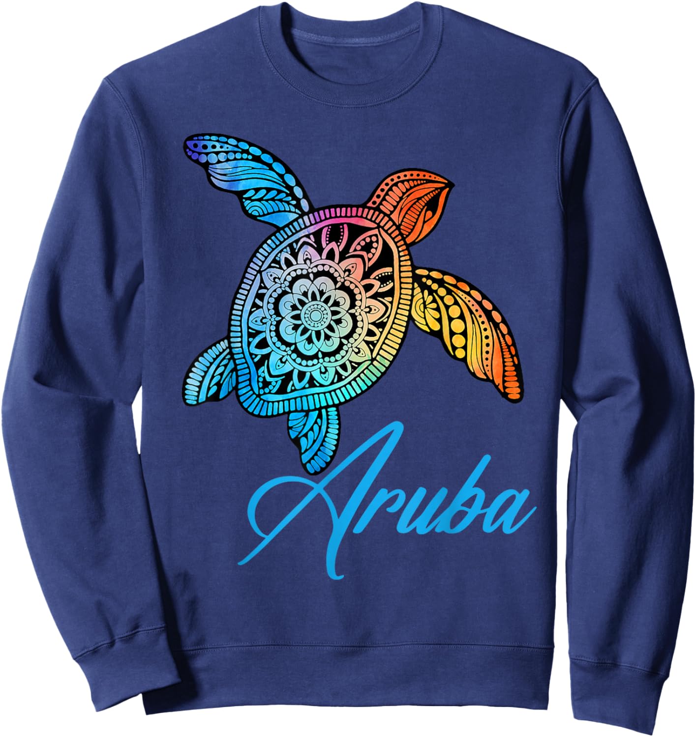 Aruba Tribal Tie Dye Sea Turtle Aruba Sweatshirt - Sweatshirt | Navy